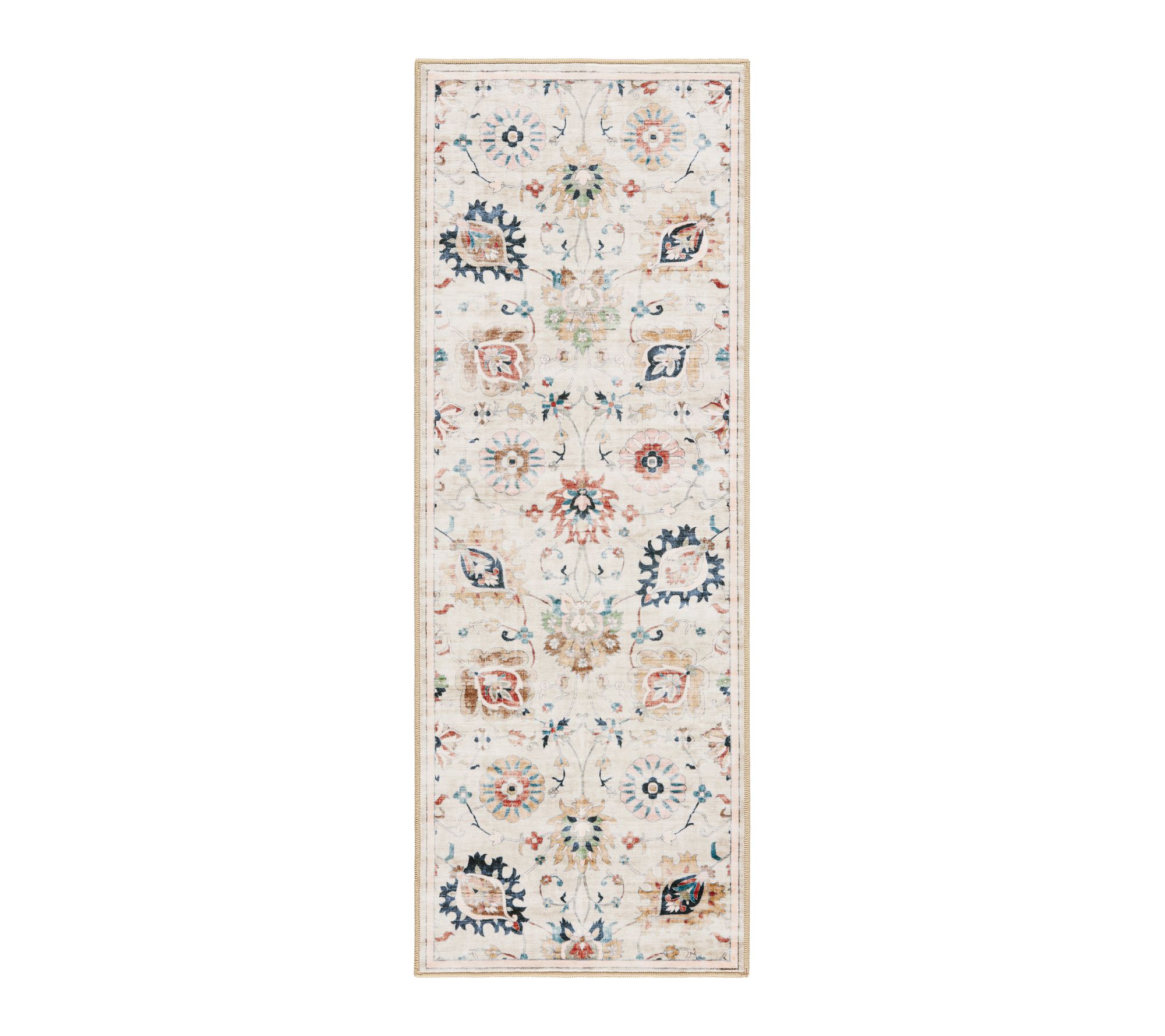 Everwash Haven Damask Floral 2x7 Washable Runner Rug