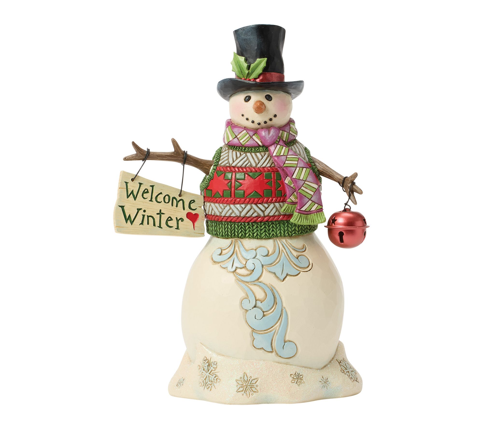 Jim Shore Heartwood Creek Snowman and Hanging Sign Figurine 7"