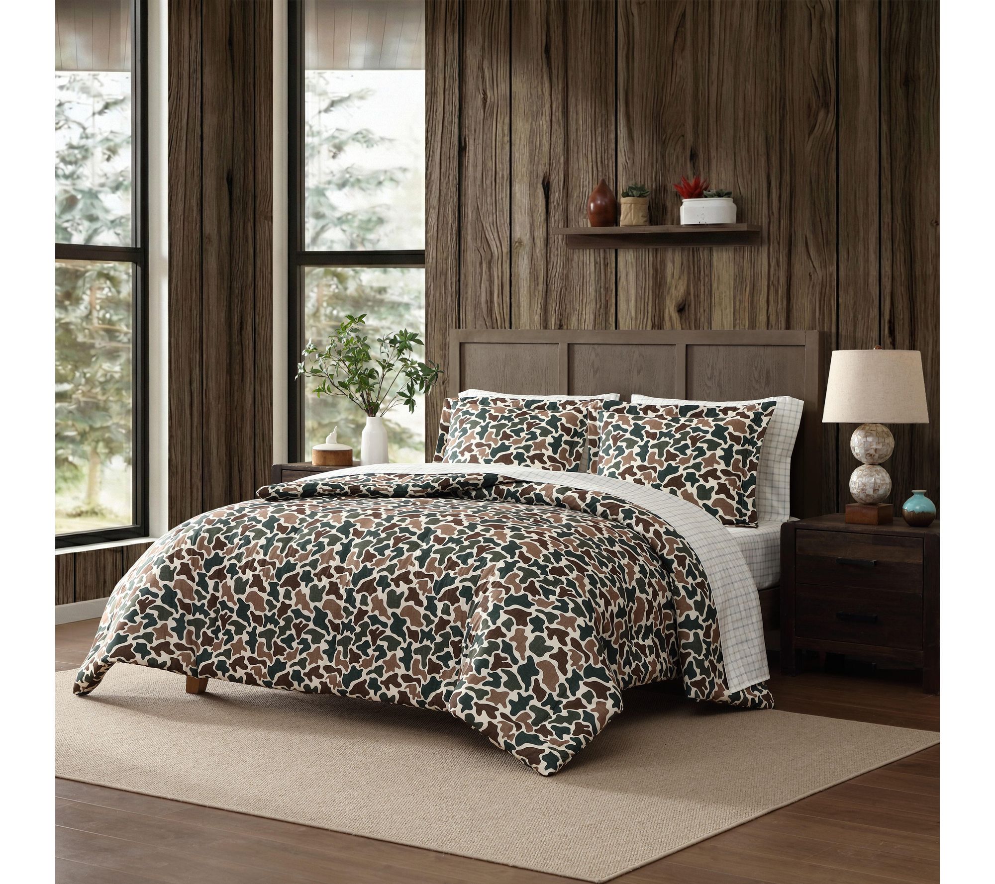 Eddie Bauer Mod Camo Green/Khaki 7Pc Full Comforter Set