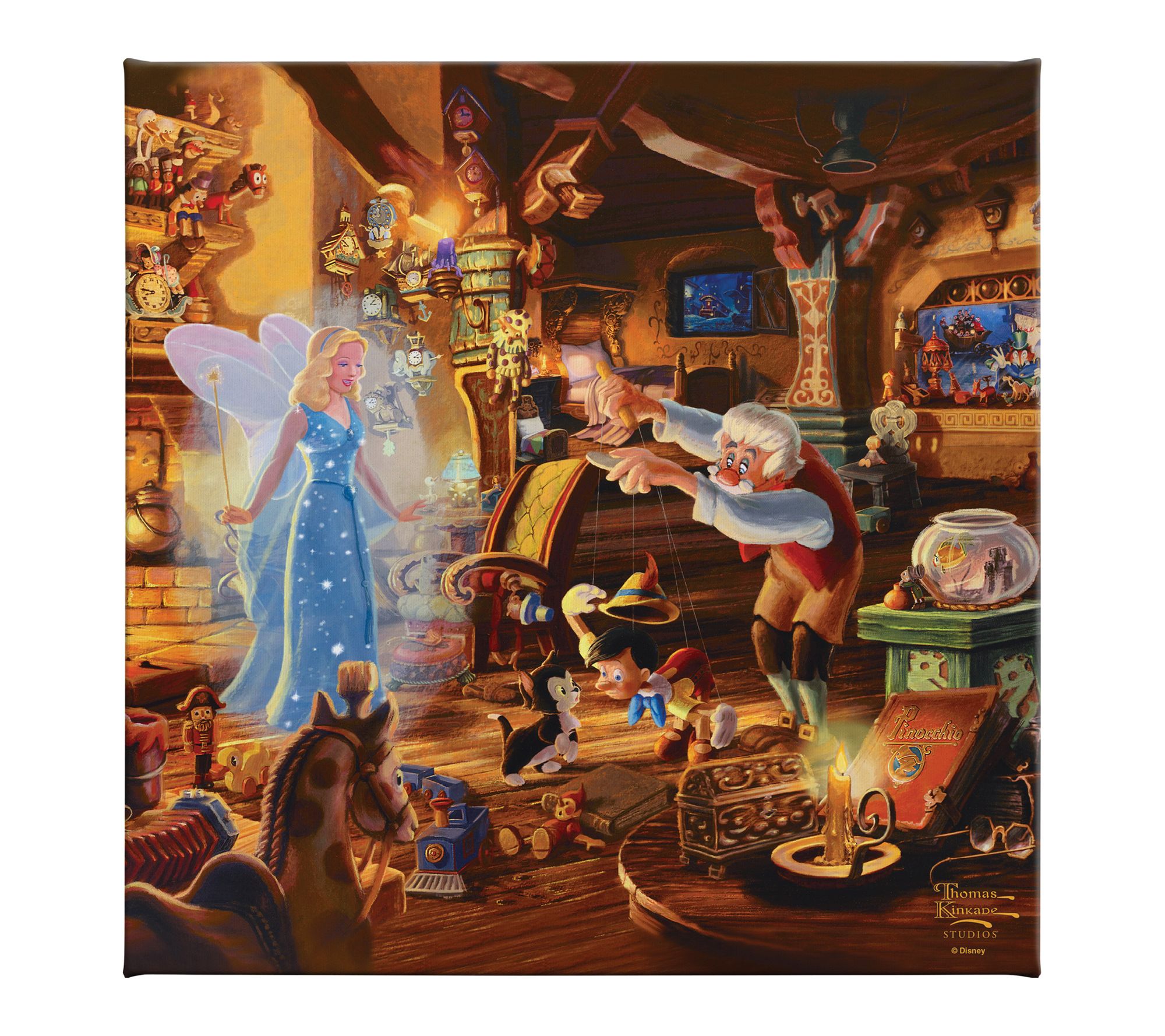 Thomas Kinkade Geppetto's Pinocchio 14x14 Gallery Wrap