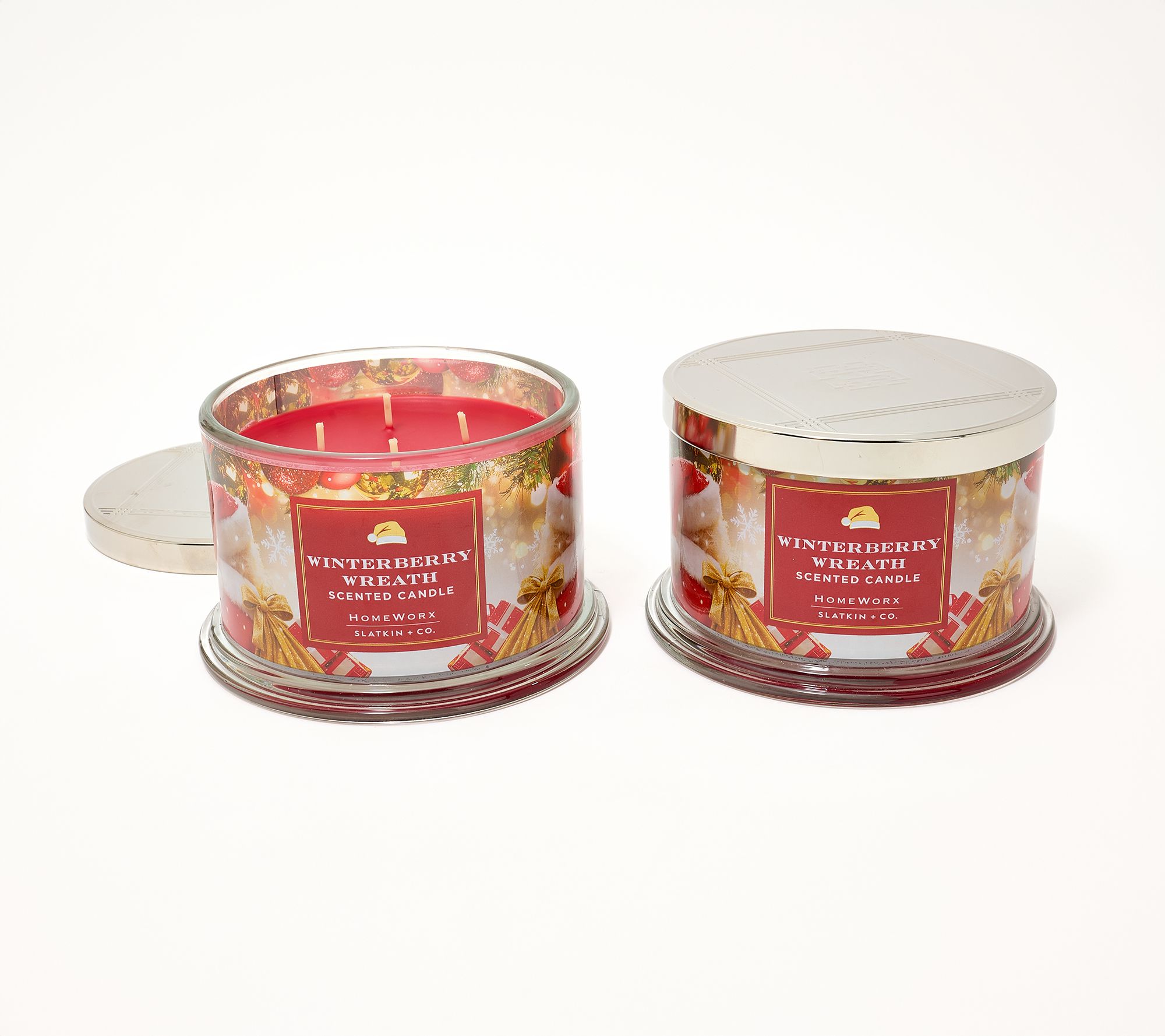 HomeWorx by Slatkin + Co. S/2 18oz Winterberry Wreath Candles