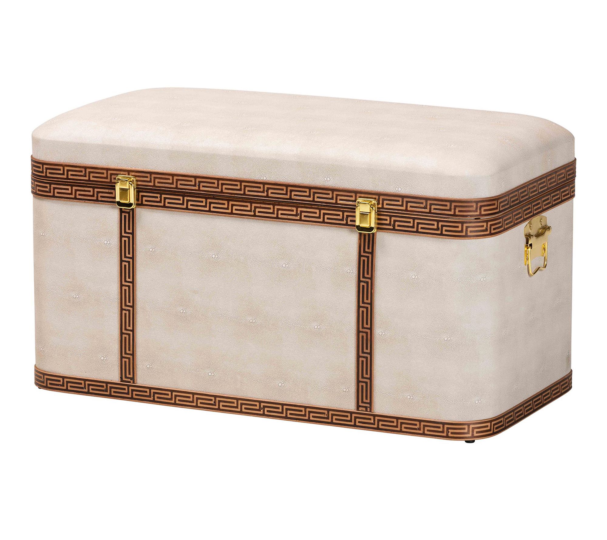 Baxton Studio Brenner Beige Faux Shagreen Storage Trunk