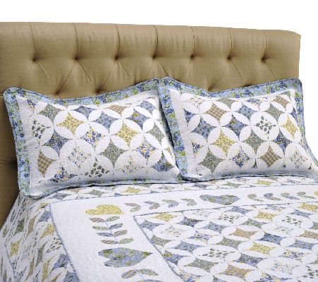 Valentina Embroidered Quilt Set with Sham(s) - QVC.com