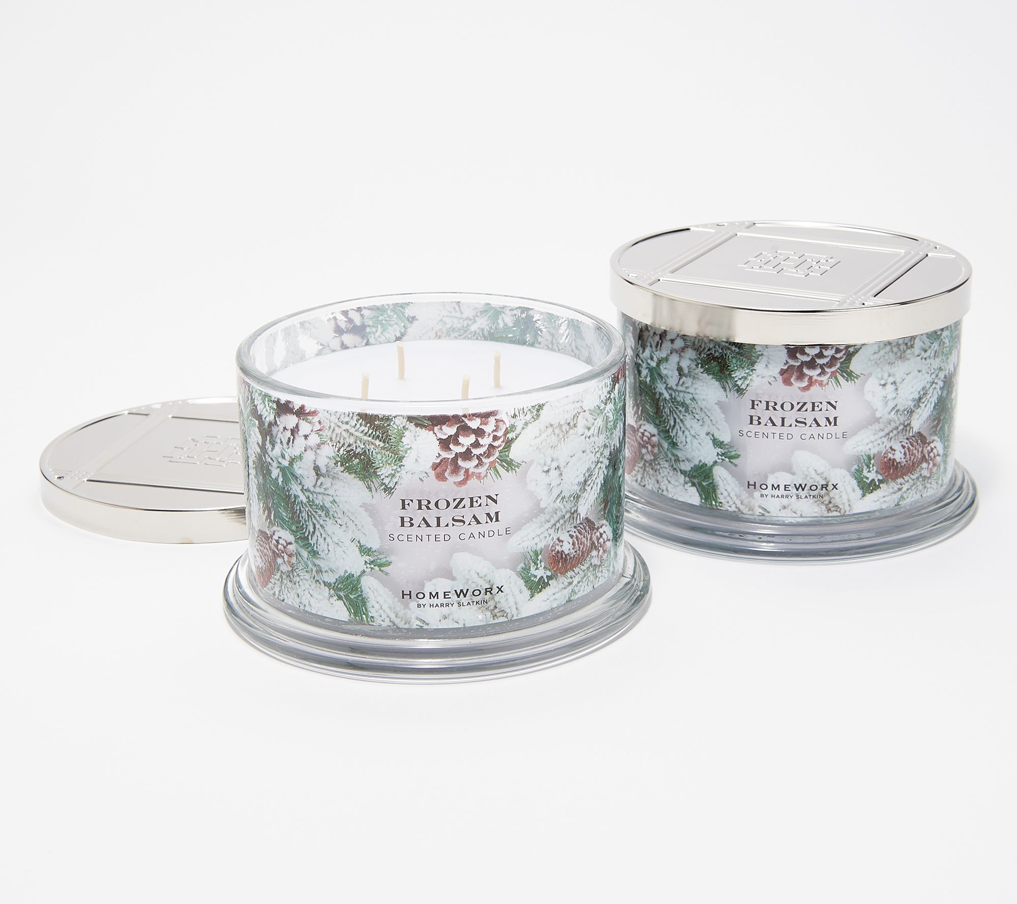 HomeWorx by Harry Slatkin Set of (2) 18-oz Frozen Balsam Candles - QVC.com