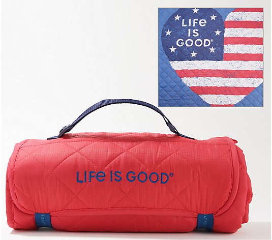 Life is Good Printed Outdoor Blanket with Packable Pouch