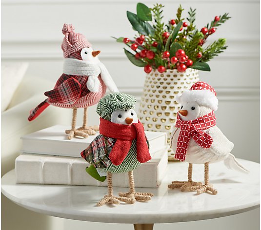 Set of 3 Bird Friends with Hats and Scarves by Valerie