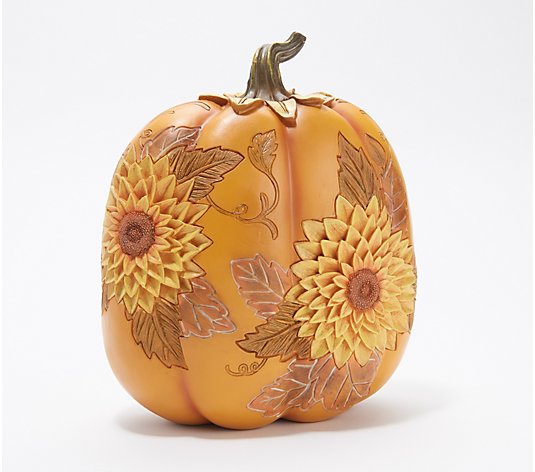 Plow & Hearth Resin Pumpkins with Embossed Sunflowers