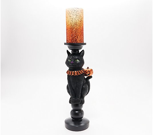 Hay & Harvest 16" Halloween Candle Pillar w/ Decorative LED Candle