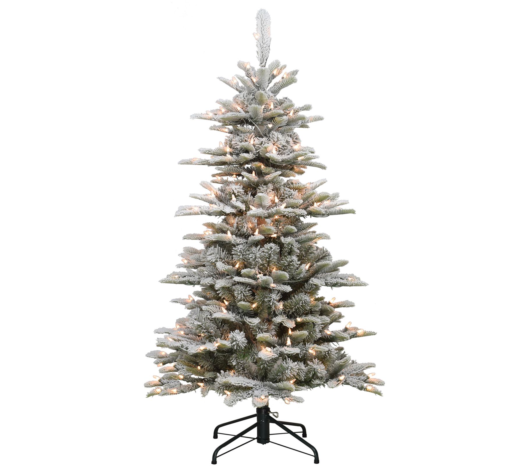 Puleo Pre-Lit 4.5' Slim Flocked Aspen Fir Chris tmas Tree - QVC.com