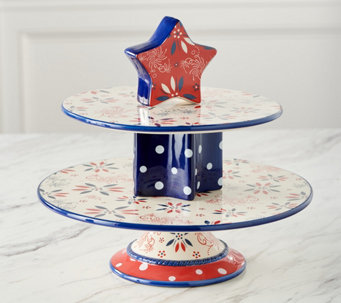 Temp-tations Special Edition Tiered Patriotic Cake Plate