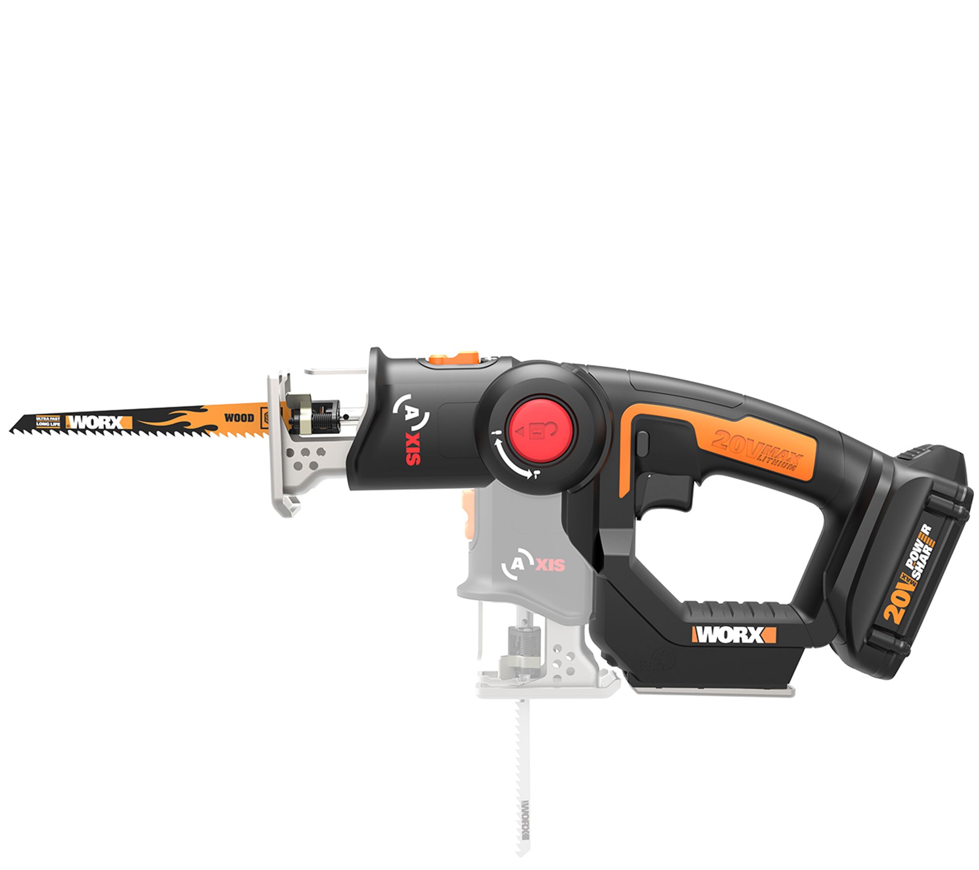 Worx 20V Axis 2-in-1 Reciprocating Saw and JigSaw 