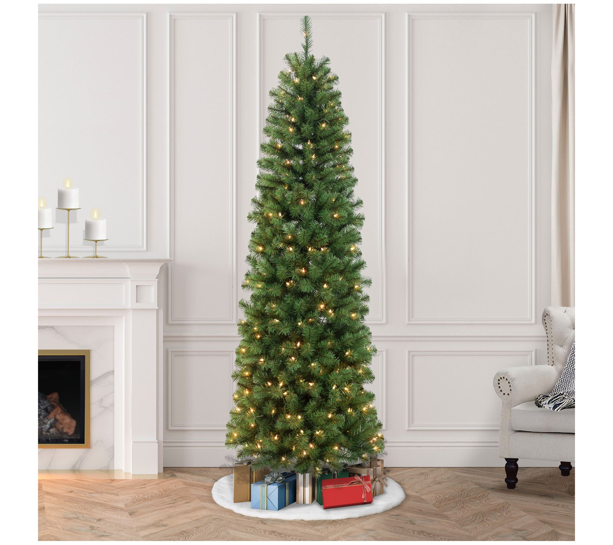 Puleo International 7.5' Pre-Lit Noble Fir Tree