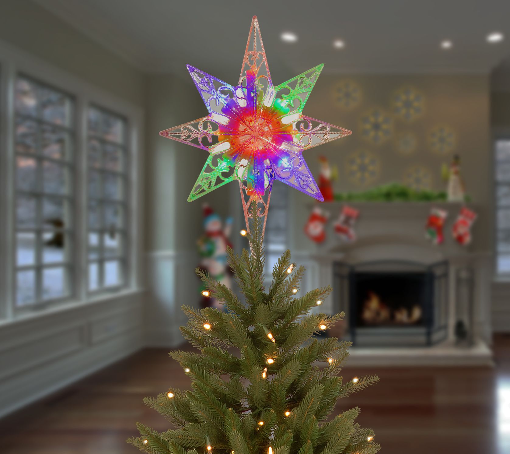 National Tree Company Tree Top Star with Dual Color Lights - QVC.com