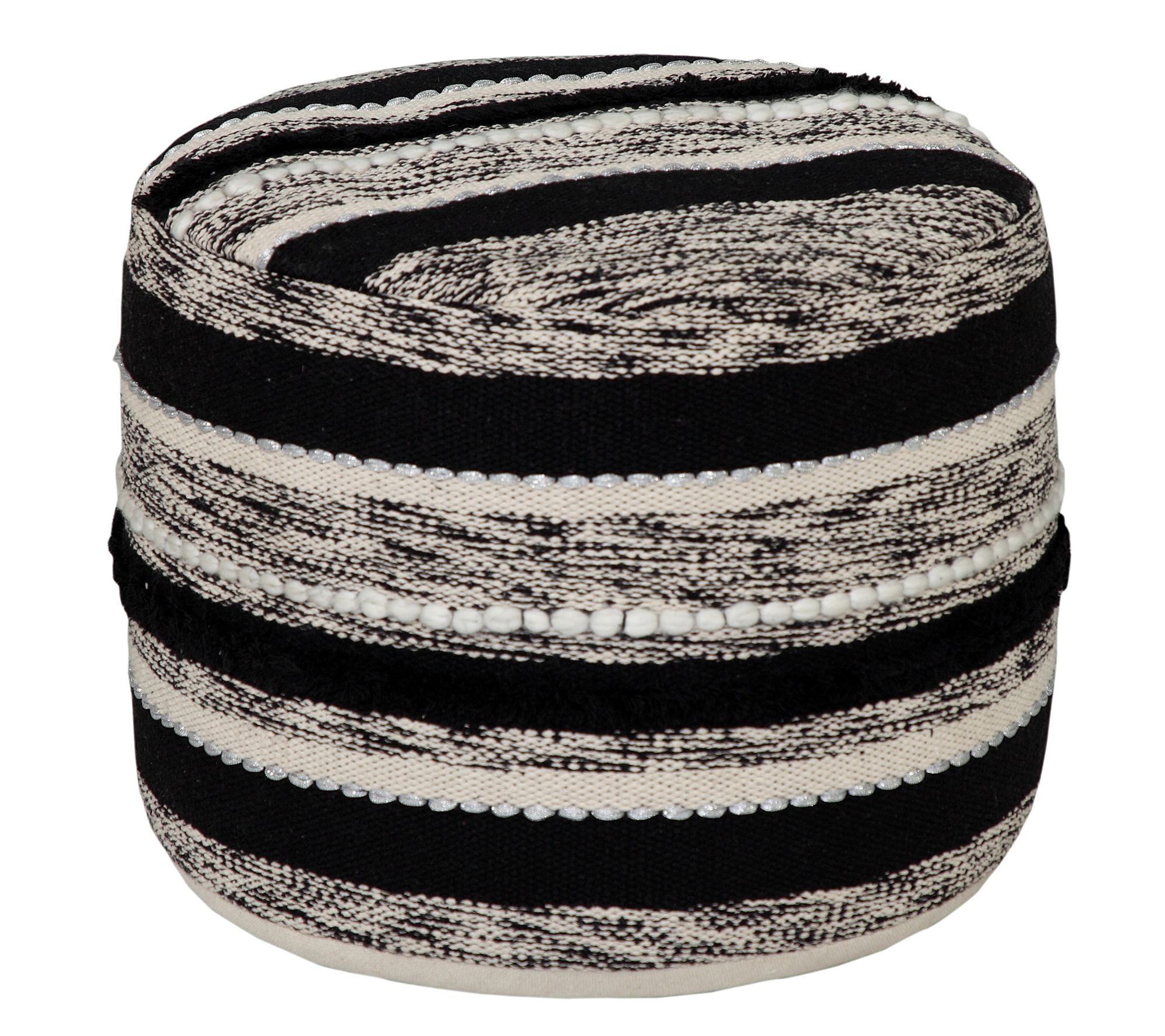 Ox Bay Trading & Supply Co. Accented Charcoal Pouf