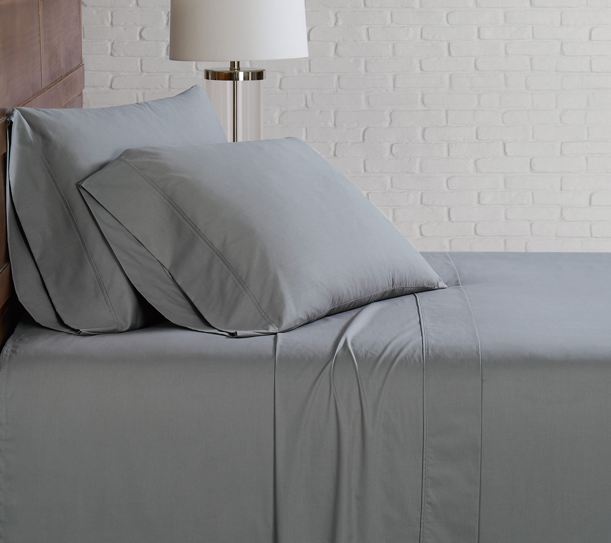 Brooklyn Loom Solid Cotton Percale Full Sheet Set