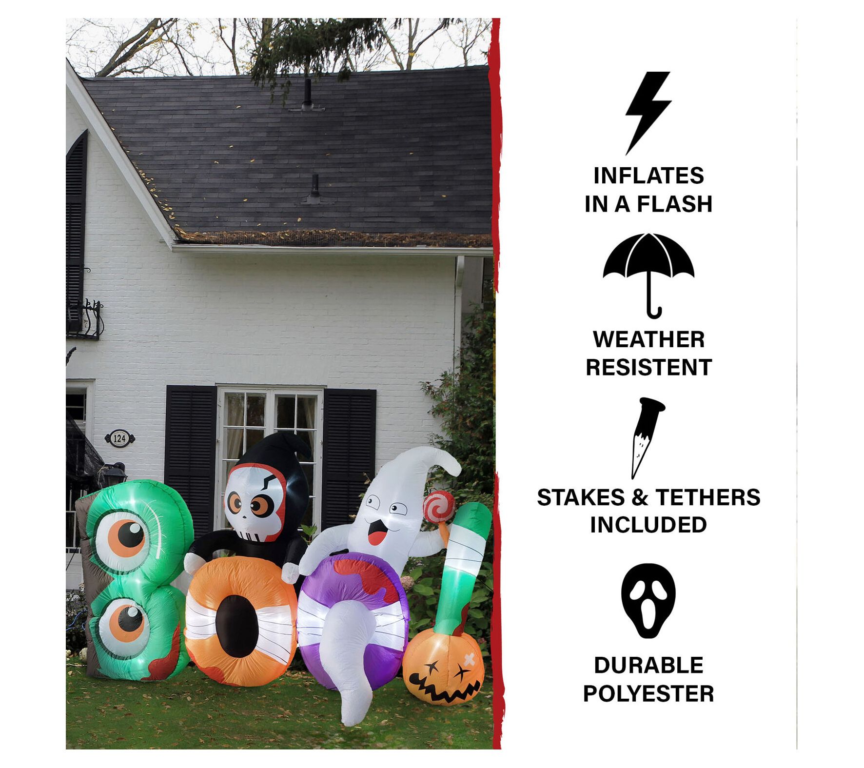 Haunted Hill Farm 8'H Inflatable Pre-Lit Boo Sign - QVC.com