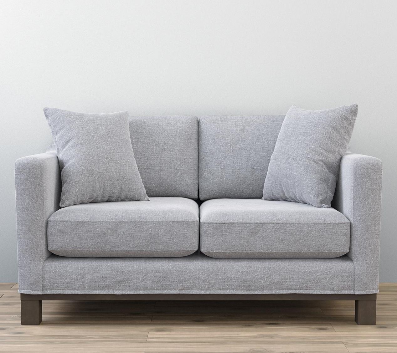 Brookside 61" Upholstered Track Arm Loveseat with Wood Base
