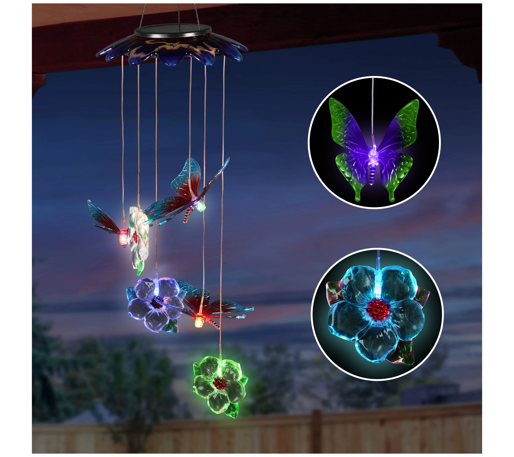 Exhart Solar Color Changing Butterflies and Flowers Mobile