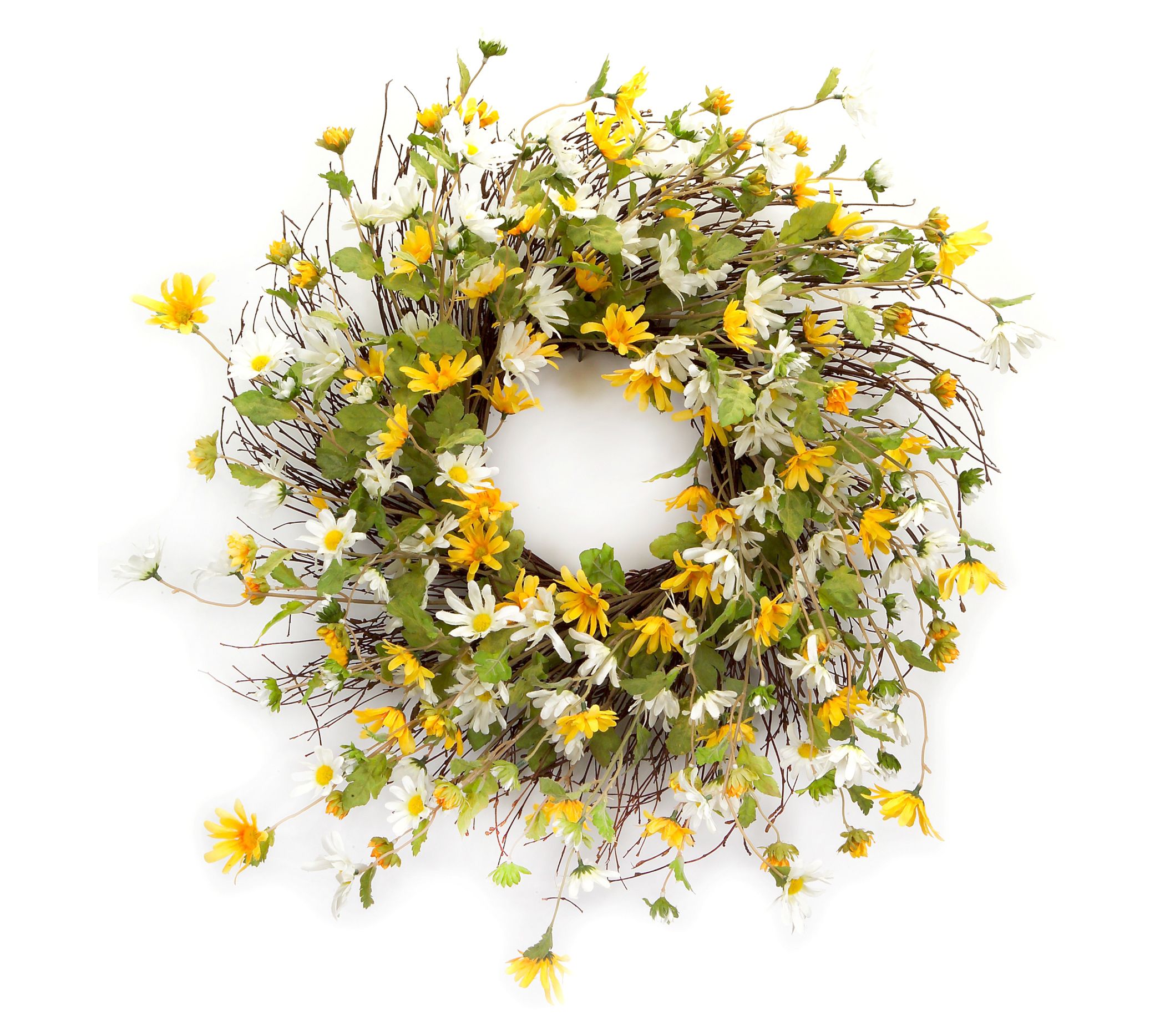 Melrose Yellow & White Daisy Twig Wreath 24"D