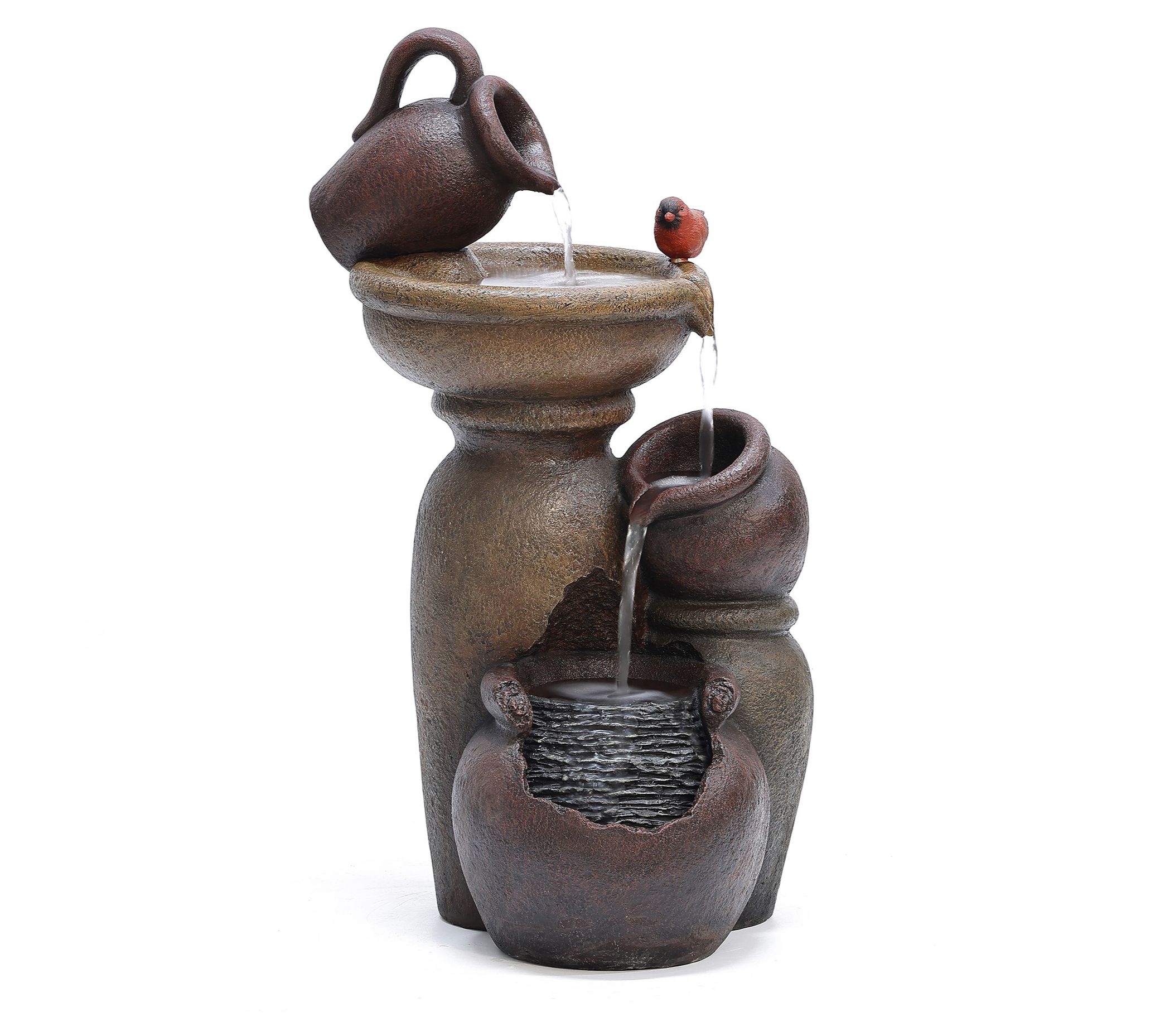 LuxenHome Resin Rustic Pitcher and Bowl Outdo or Fountain - QVC.com