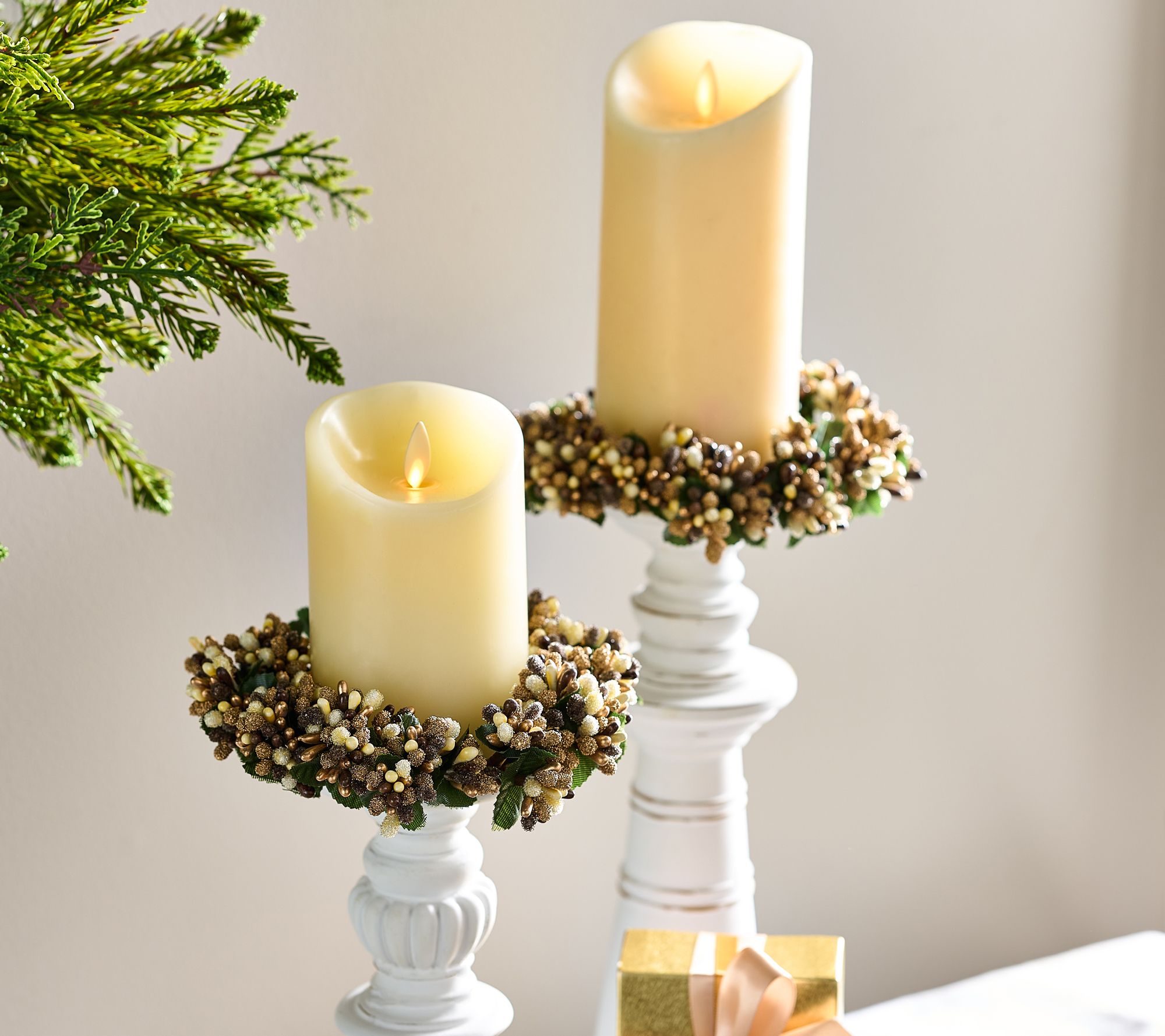 Set of 2 Beaded Pip Berry Candle Rings by Valerie