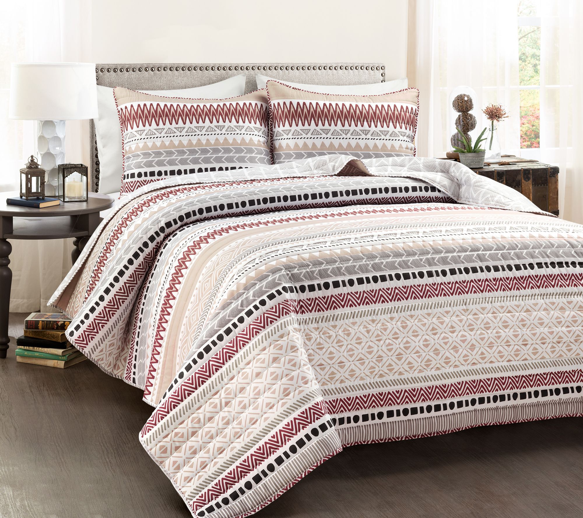 Southwest Stripe Oversized Quilt Set F/Q by LusDecor - QVC.com