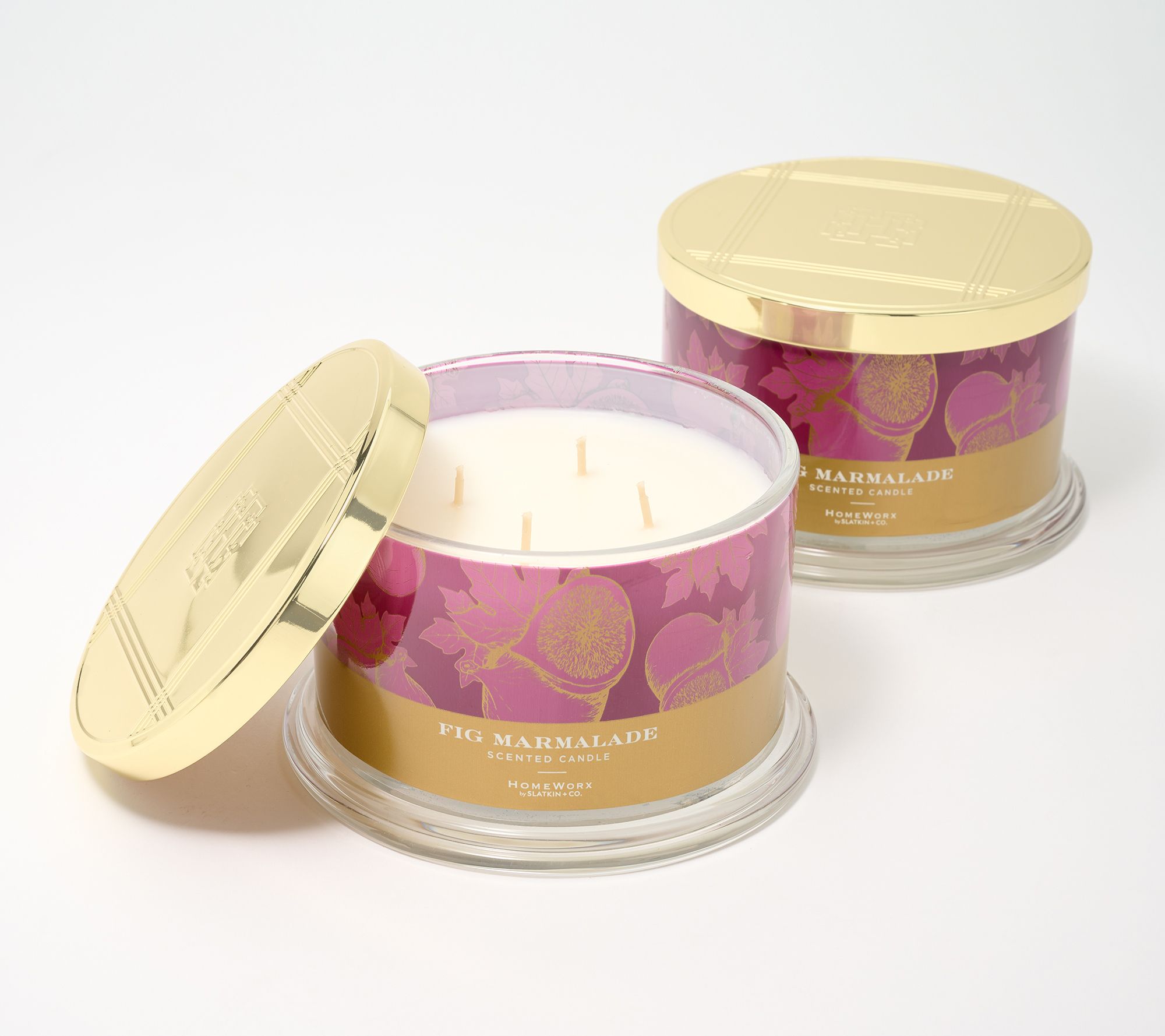 "As Is" HomeWorx by Slatkin & Co. S/2 18oz Fig Candles