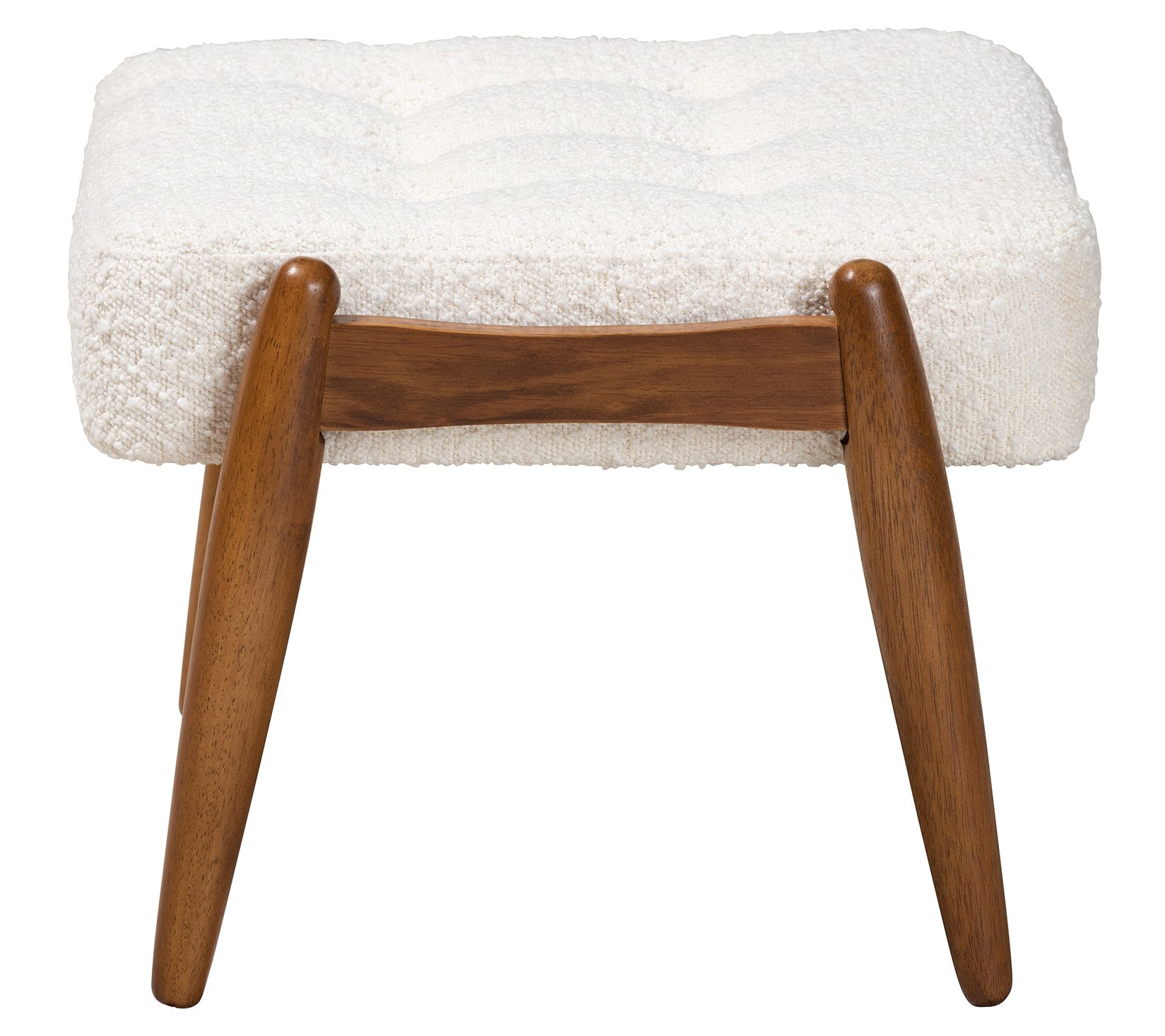 Baxton Studio Jeanine Boucle Fabric and Wood Ottoman Footstoo