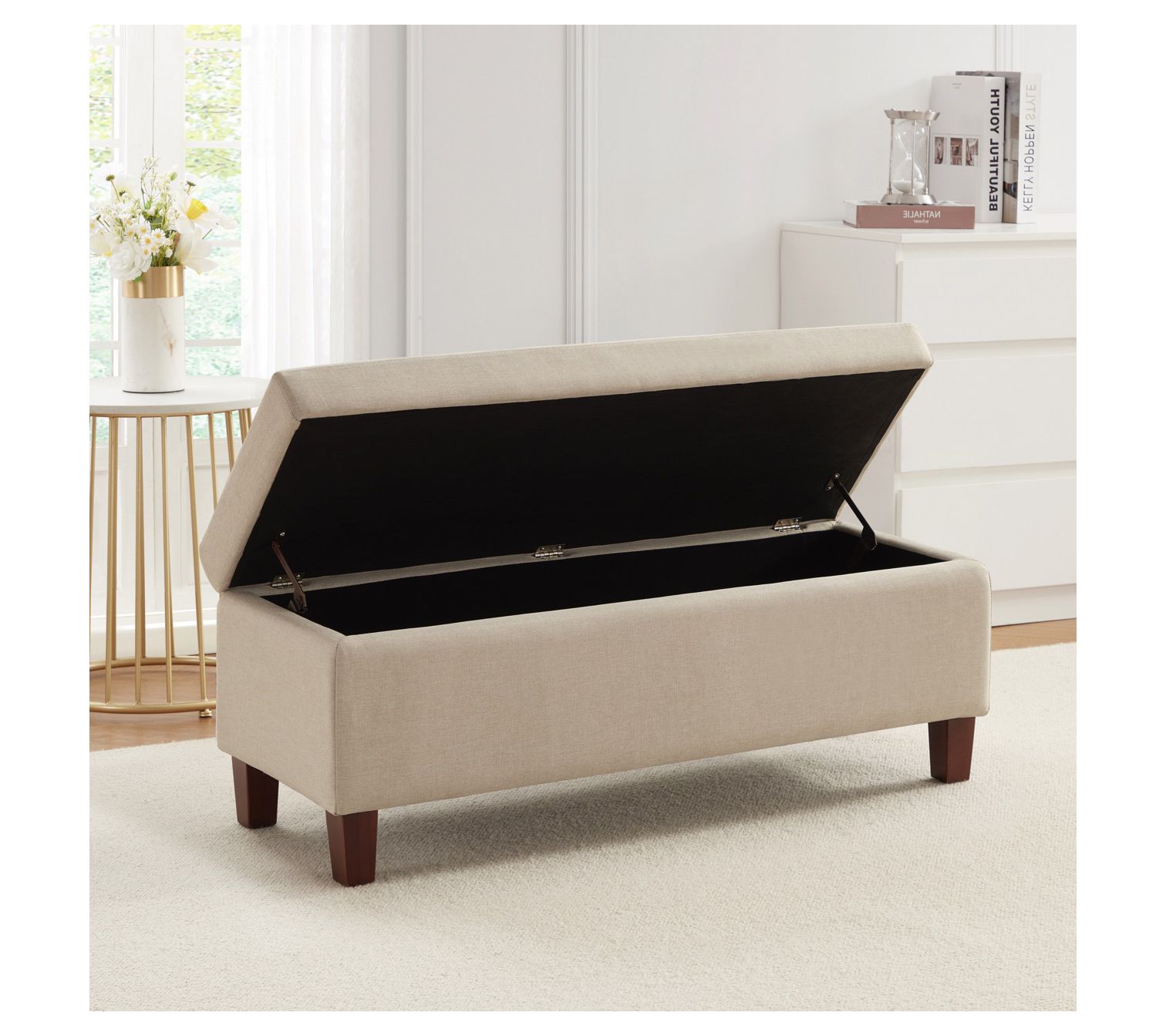Ornavo Home Storage Ottoman Bench with Hinge Lid