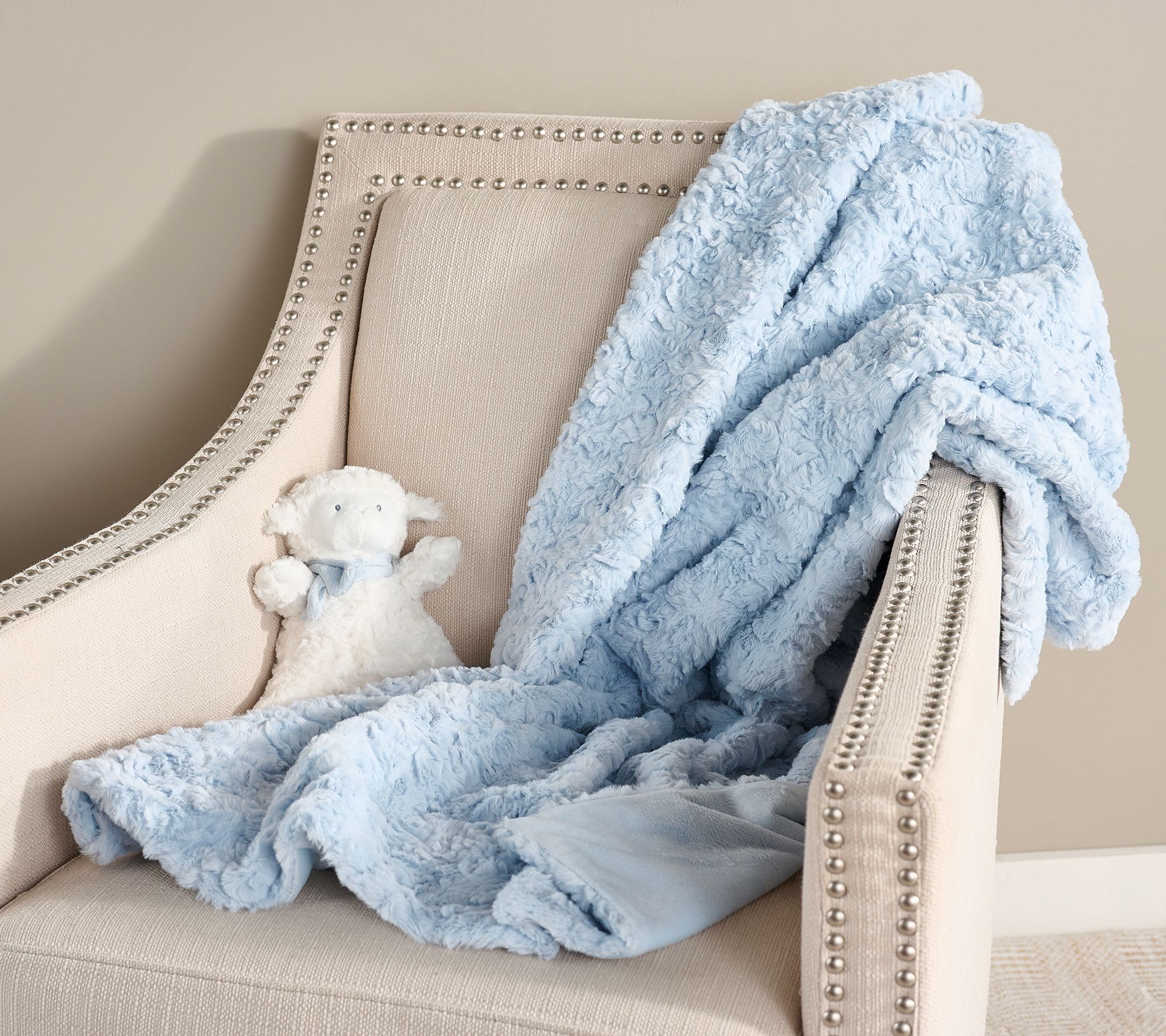 "As Is" Dennis Basso Faux Fur 40" X 46" Throw & Lamb Baby Set