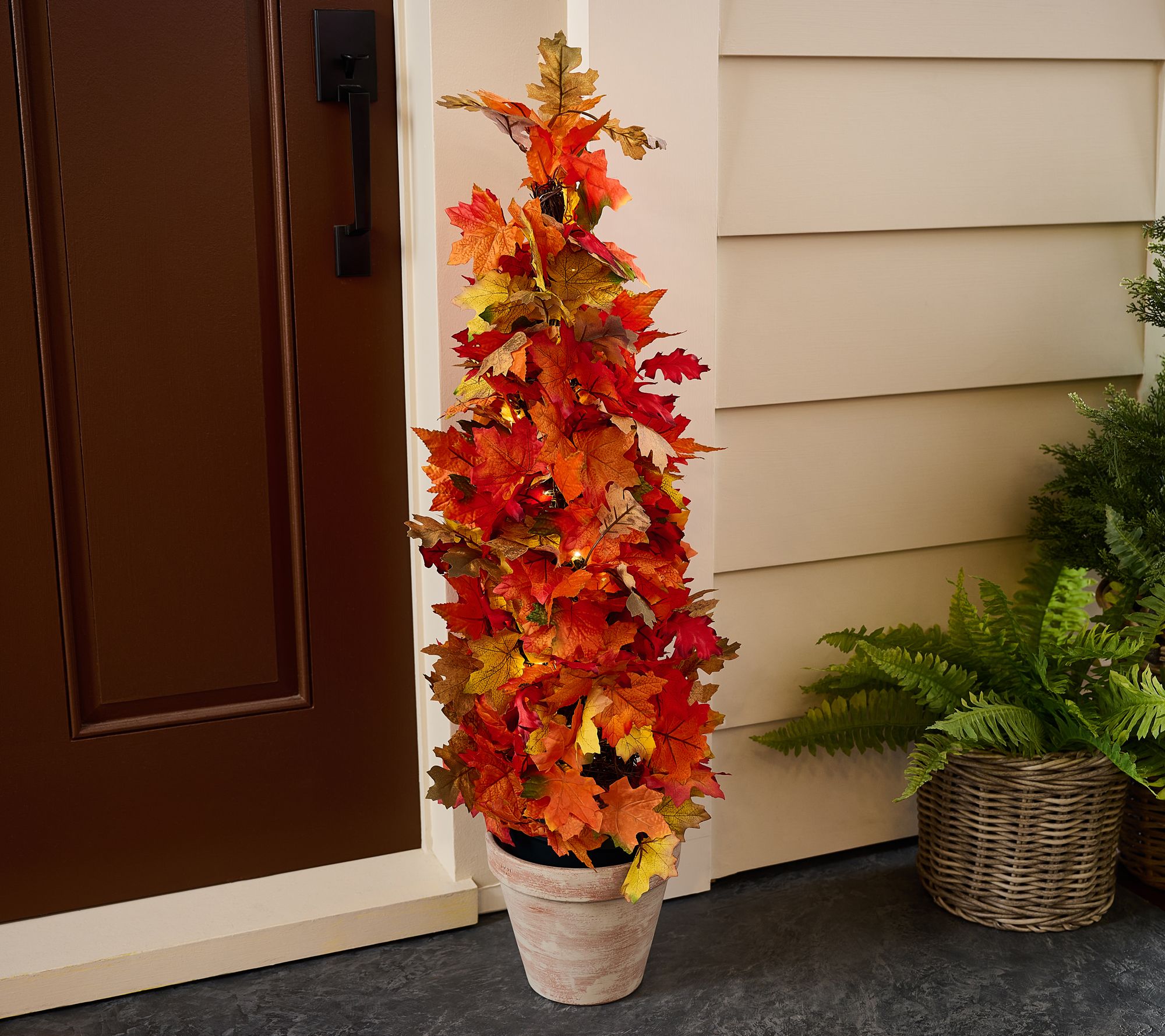 3' In/Outdoor Illuminated Maple Leaf Topiary by Valerie