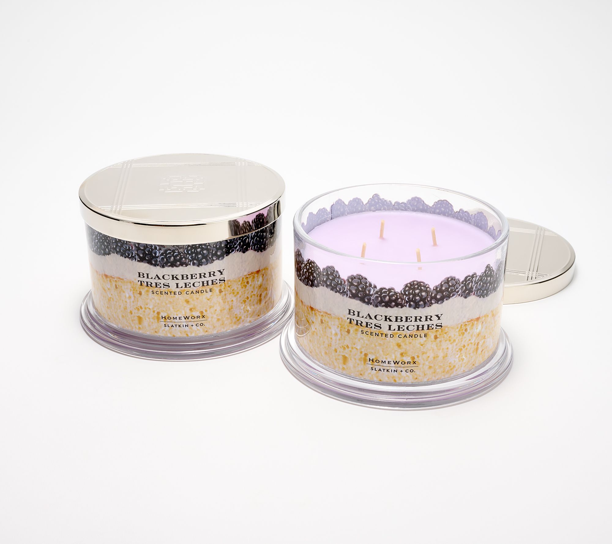 HomeWorx by Slatkin + Co. S/2 18oz Blackberry Tres Leches Candles