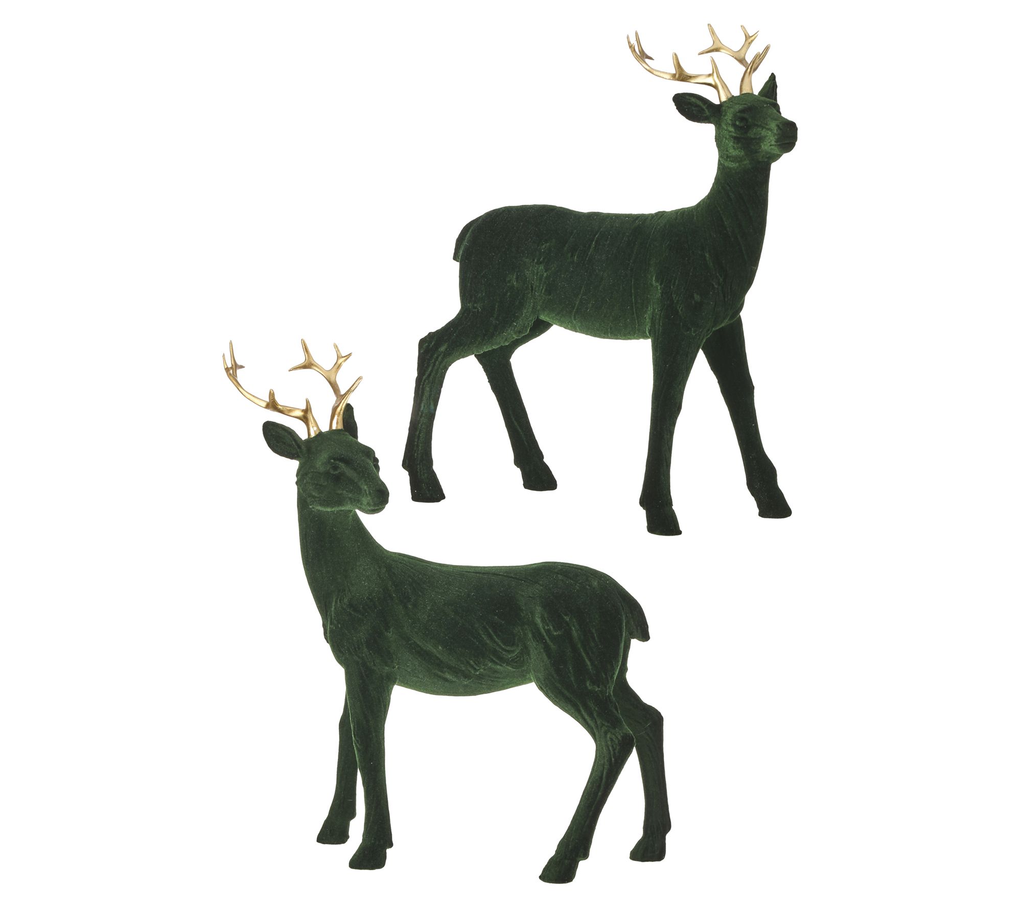 10-11" Flocked Deer Set of 2 B y Valerie