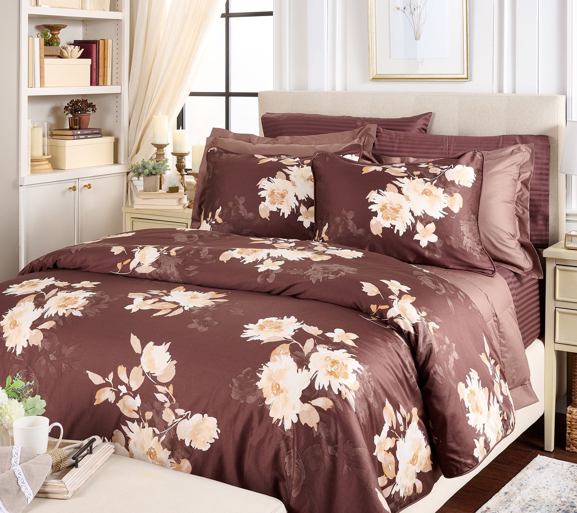 "As Is" Northern Nights Floral Printed Comforter & Sham Set- Queen