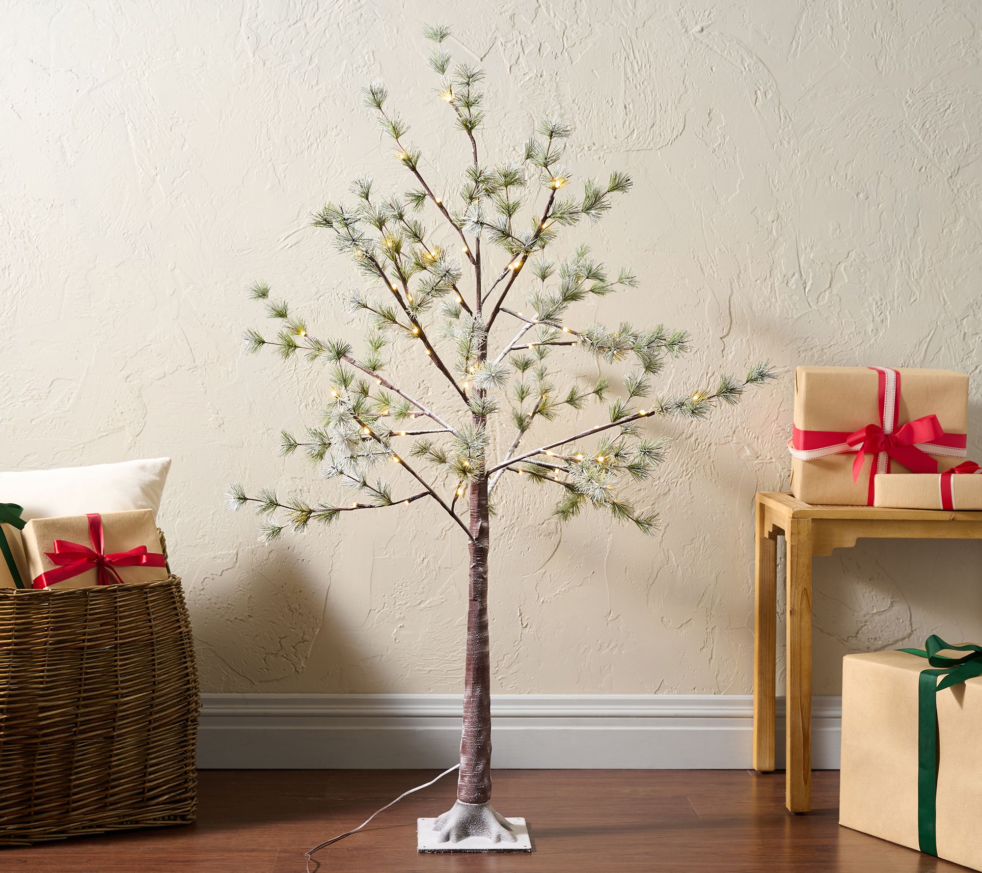 Home Reflections 4' LED Flocked Pine Tree