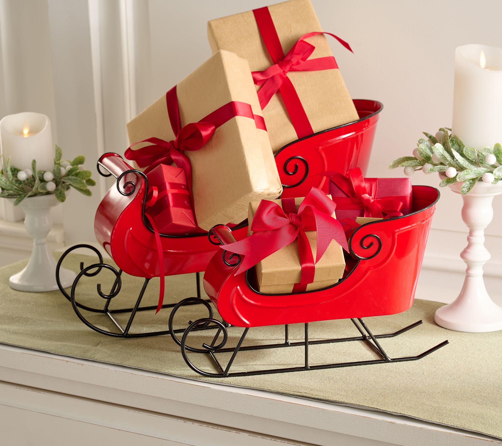 Set of 2 Metal Sleighs by Valerie