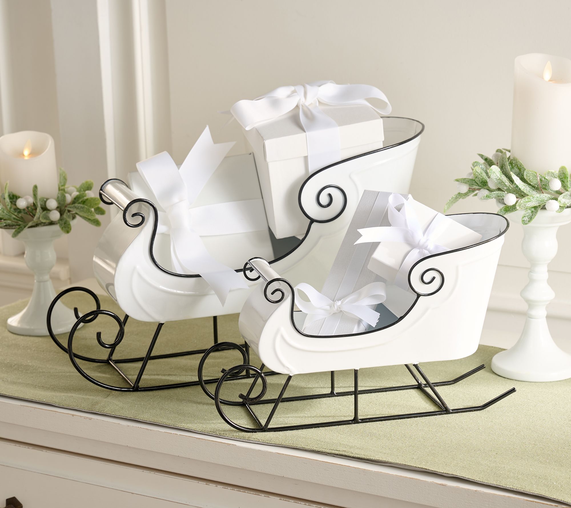 Set of 2 Metal Sleighs by Valerie