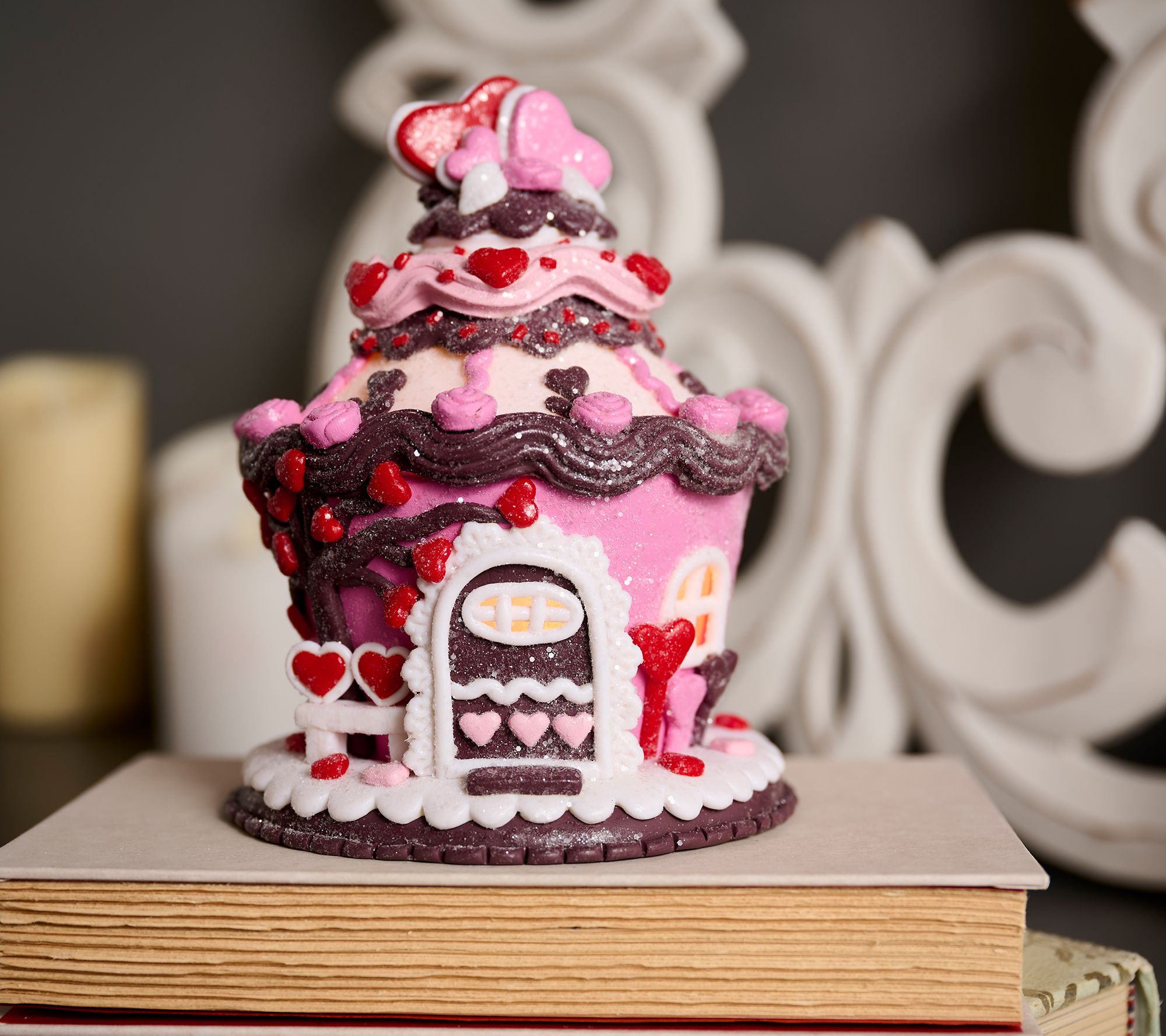 "As Is" Illuminated Gingerbread Cupcake House by Valerie