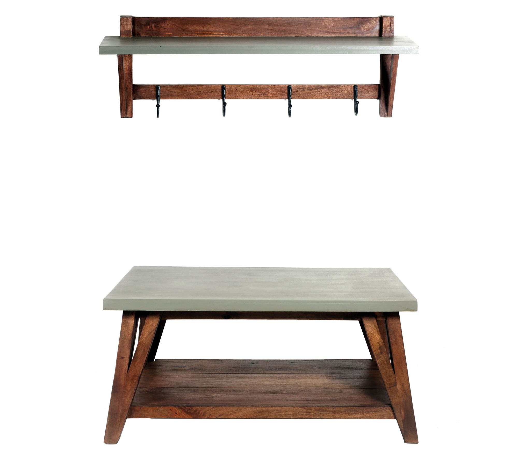 Alaterre Furniture Brookside Coat Hook and Bench Set