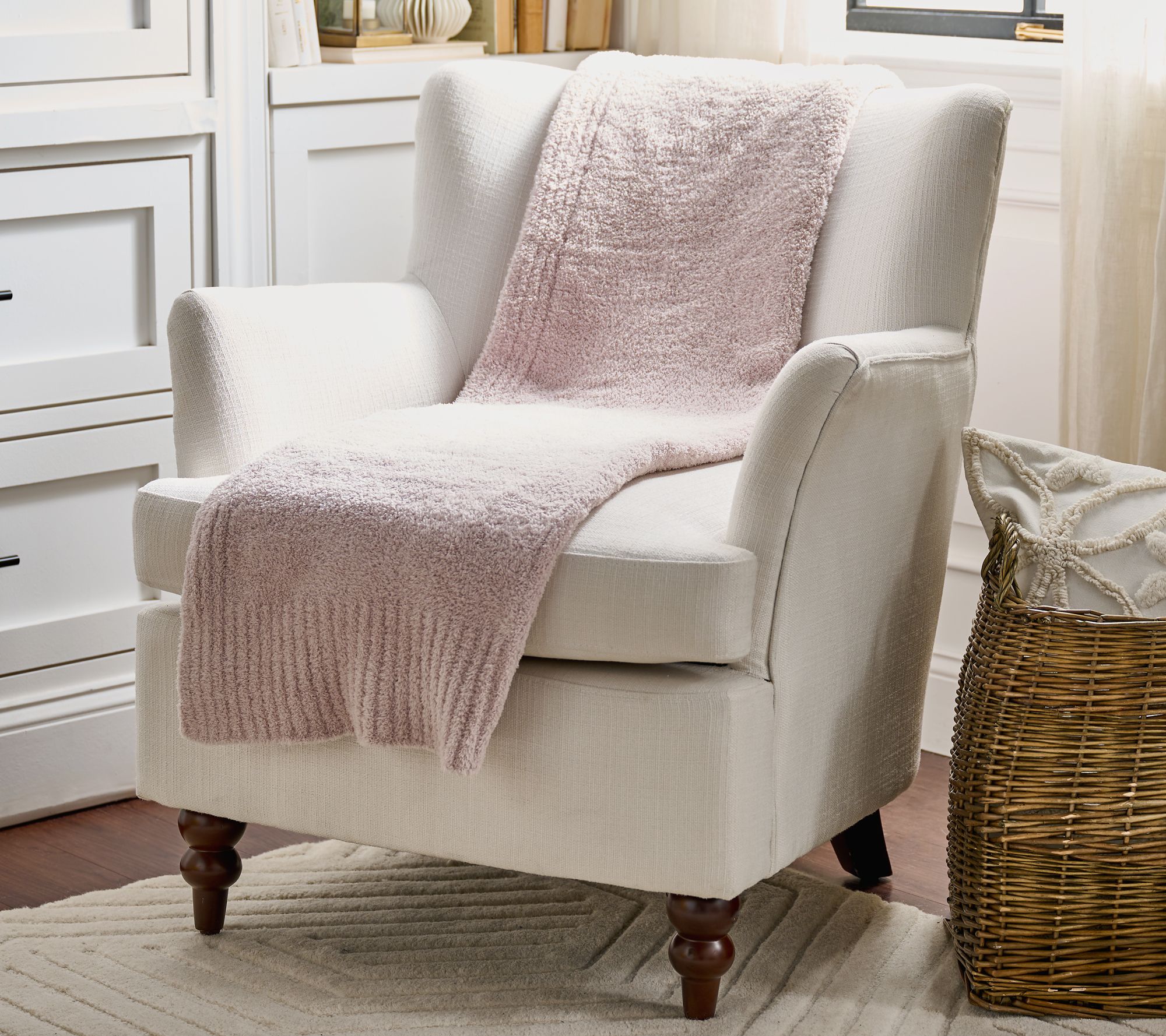 "As Is" Barefoot Dreams 45x60 CozyChic Stacked Rib Border Blanket