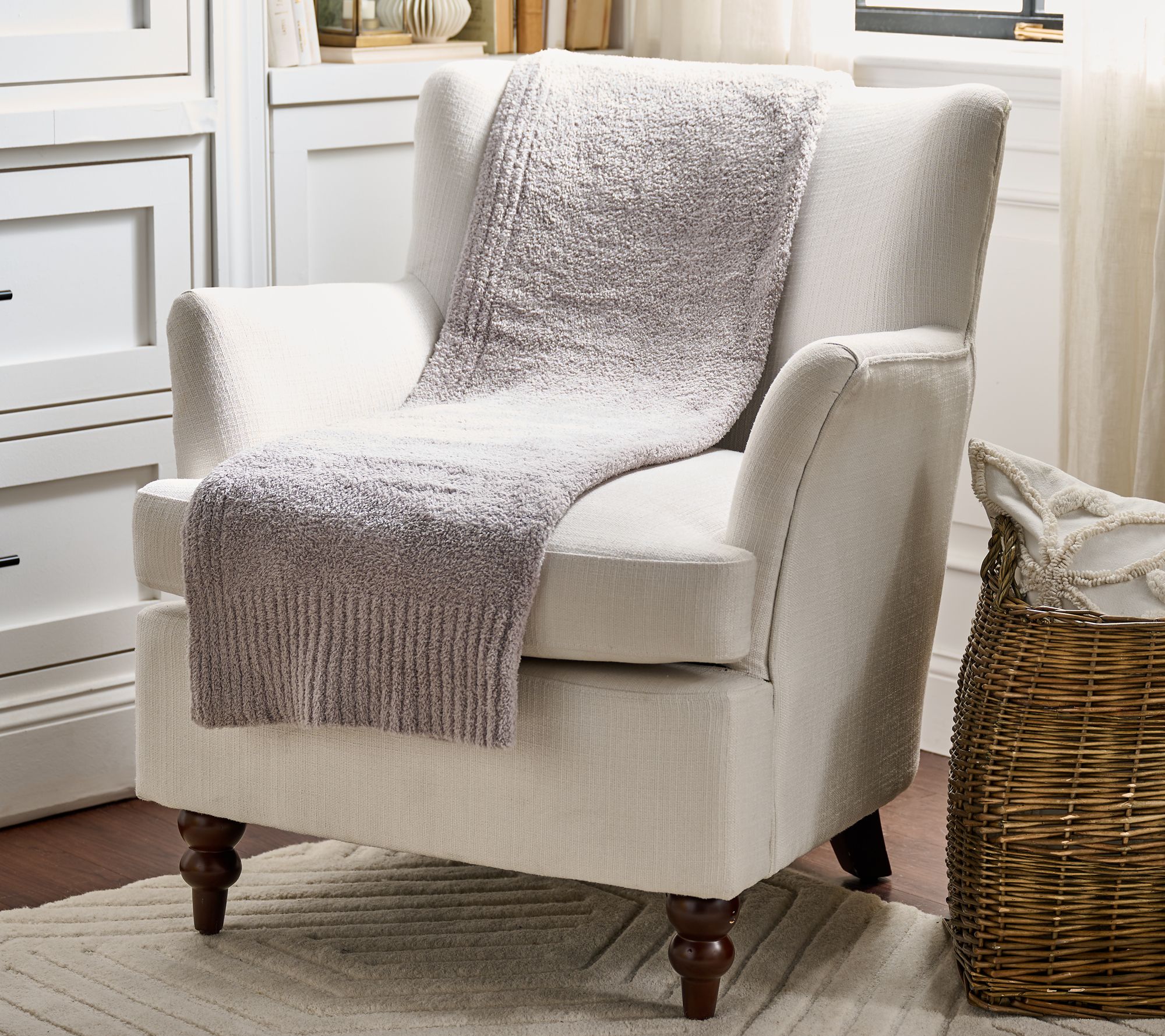 "As Is" Barefoot Dreams 45x60 CozyChic Stacked Rib Border Blanket