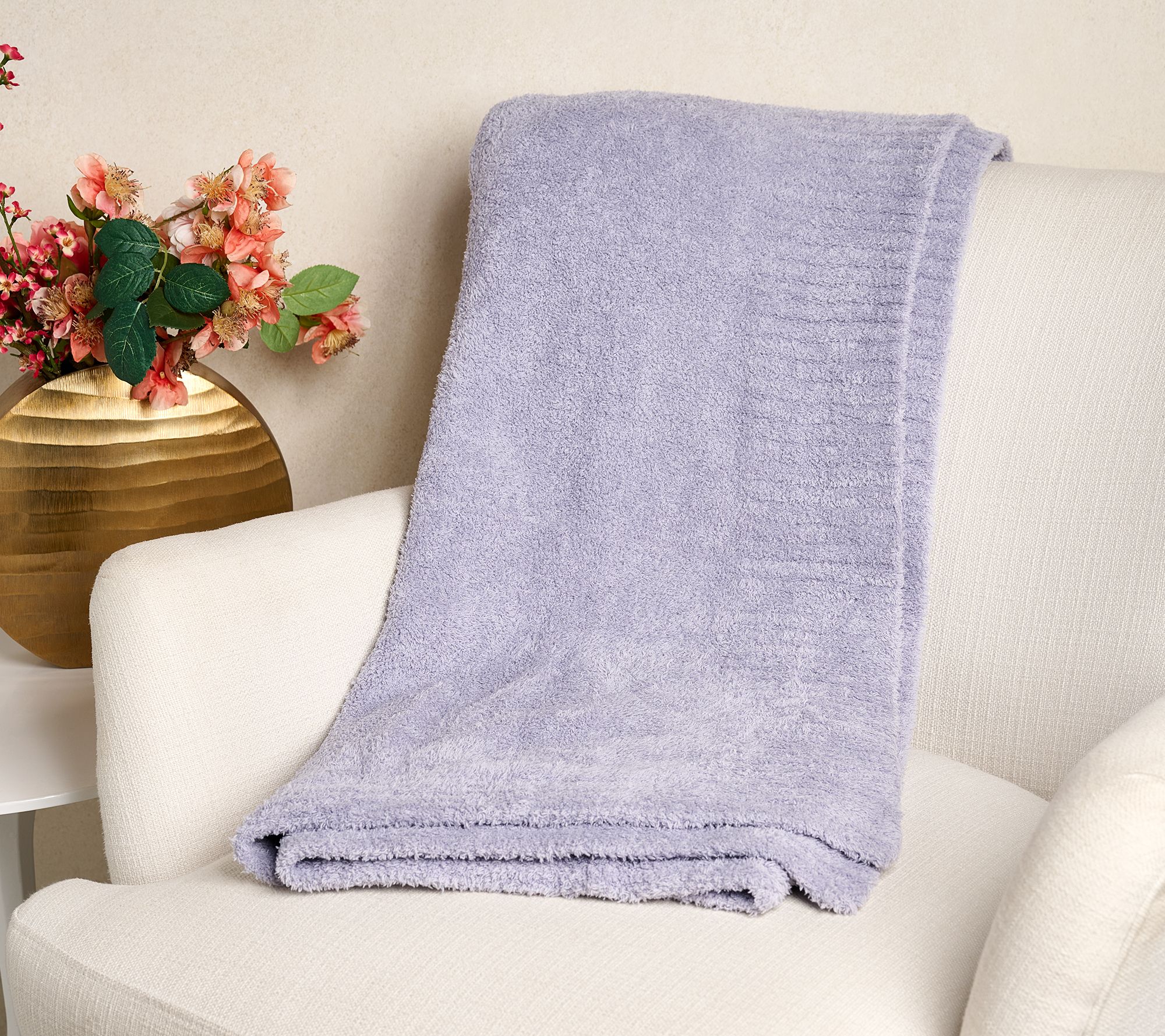 "As Is" Barefoot Dreams 45x60 CozyChic Stacked Rib Border Blanket