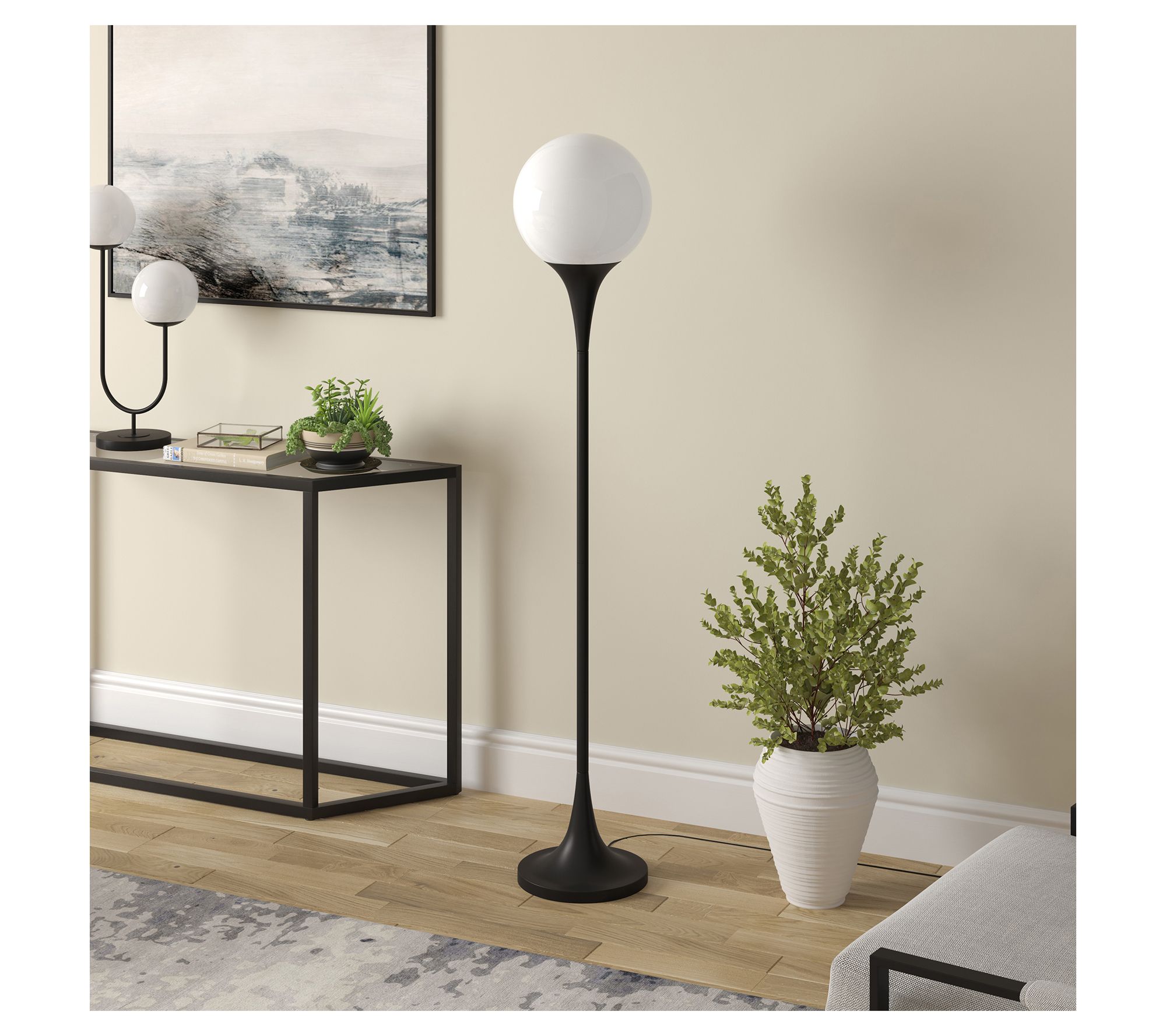 Hudson&Canal Mahdi Torchiere Floor Lamp with Glass Shade