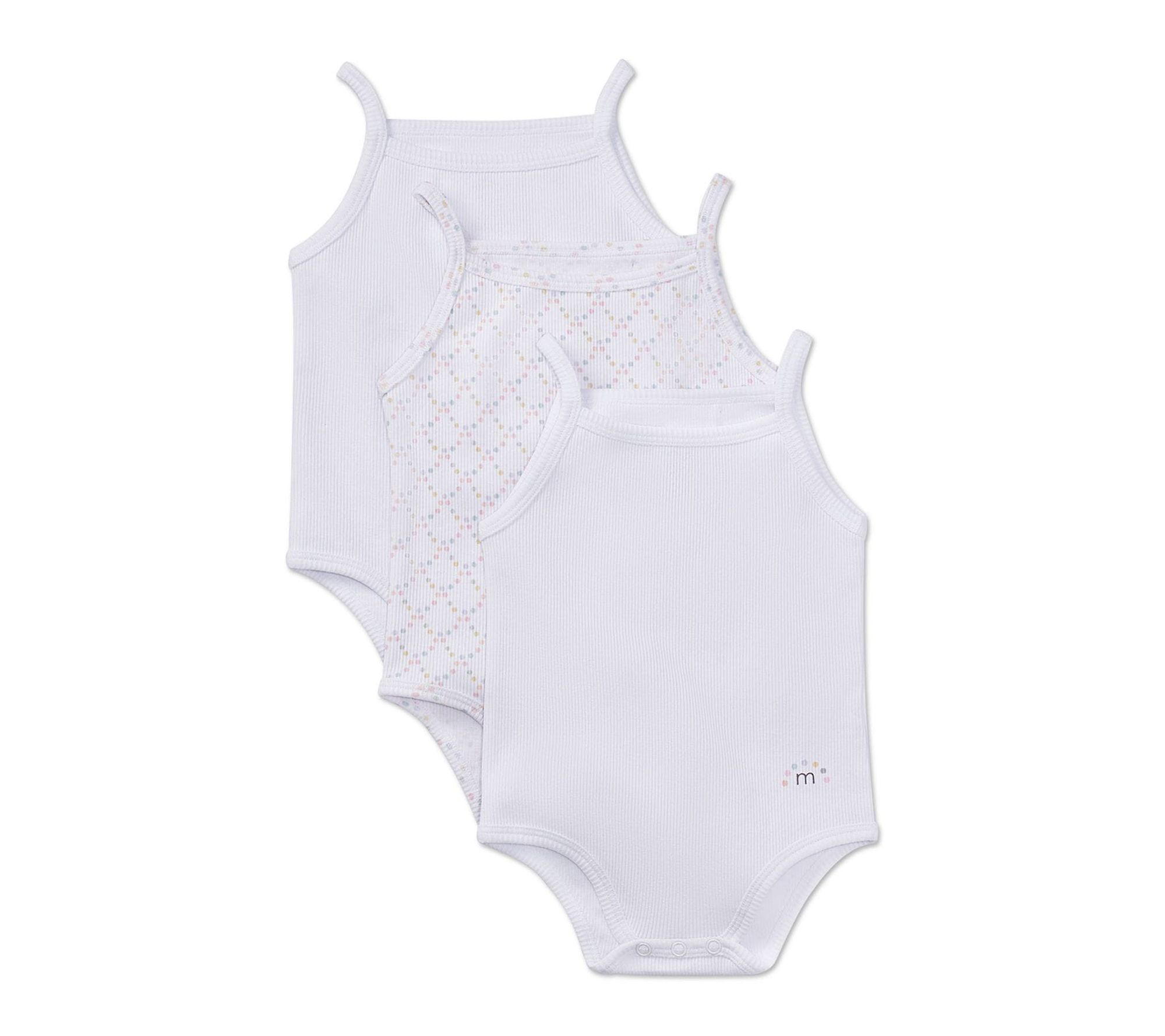 MiniMoi Baby &Toddler Girls Ribbed and Dot Bodysuits 3 Pack