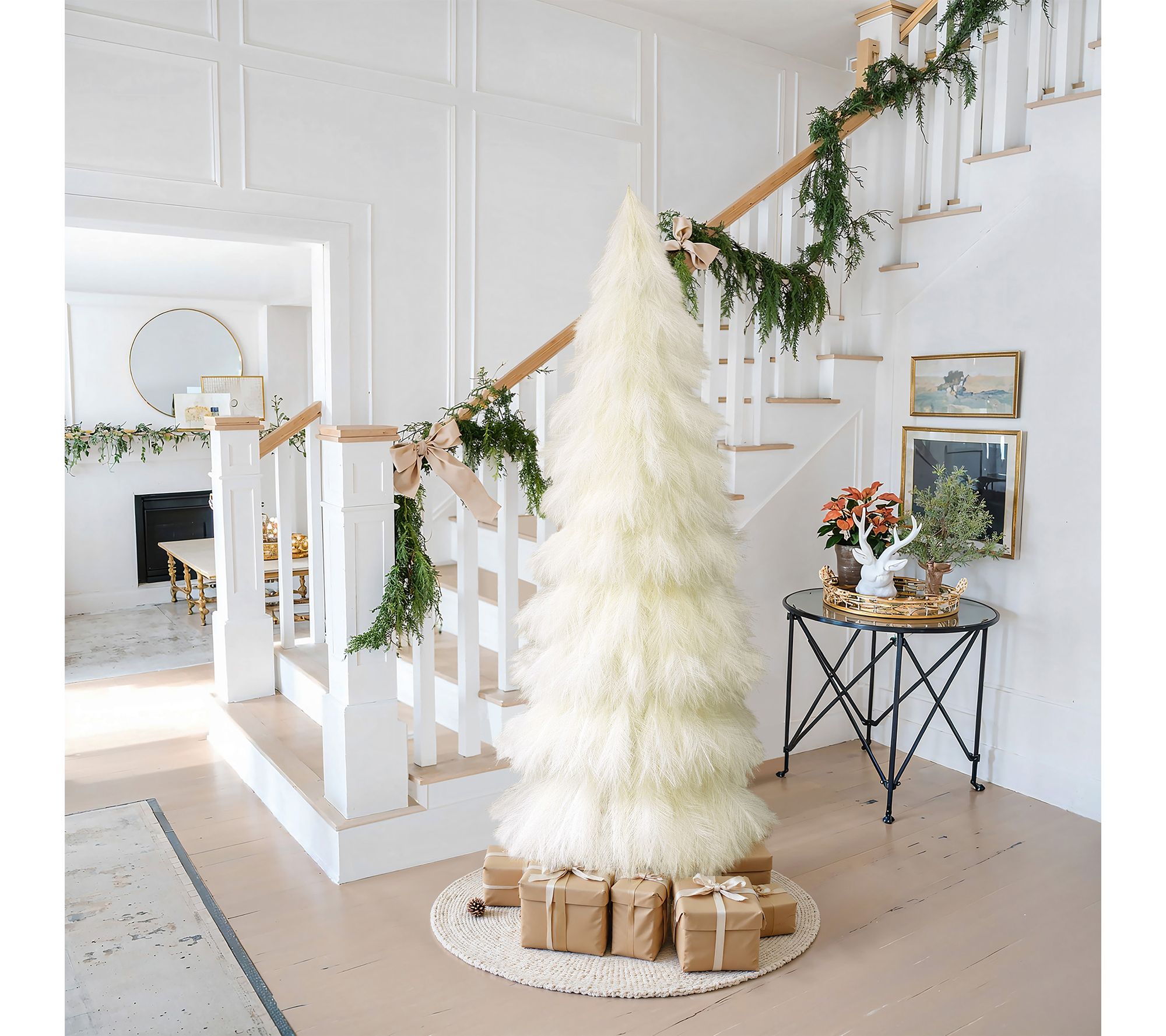 LuxenHome 6ft Holiday Artificial Pampas Grass Tree in Ivory