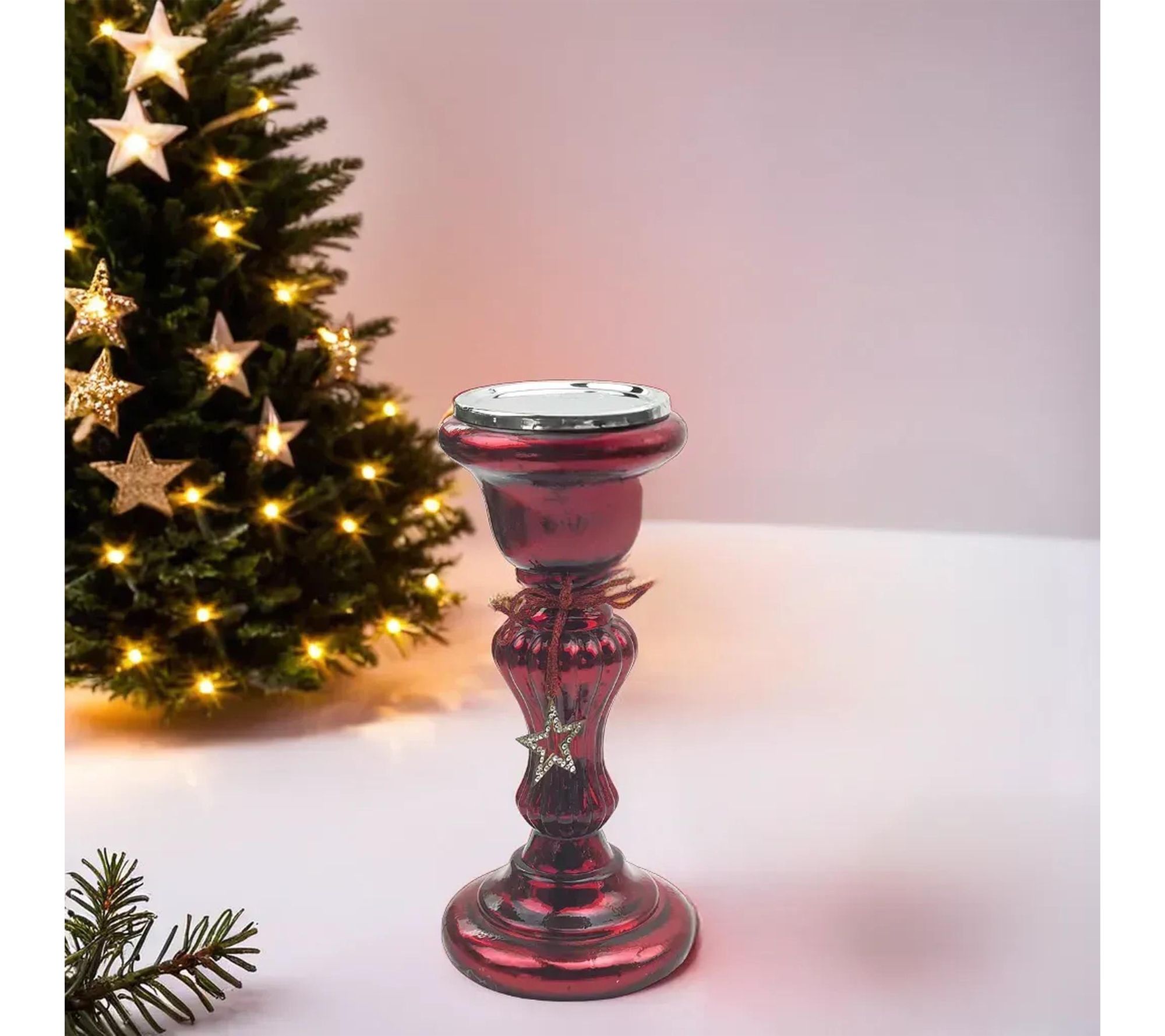 Young's Glass Pillar Candle Holder