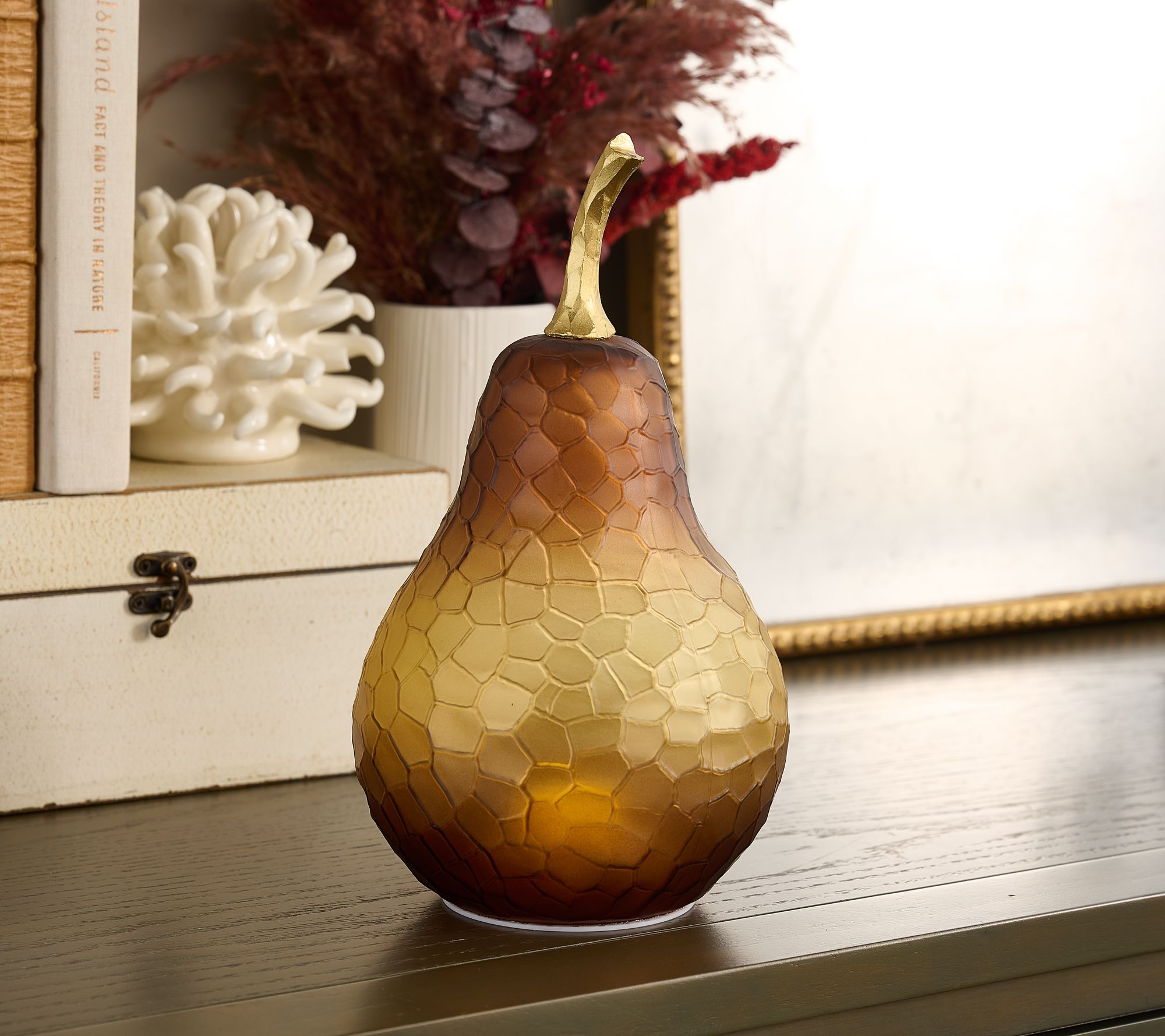 "As Is" 11" Illuminated Carved Glass Harvest Icon by Kim Gravel