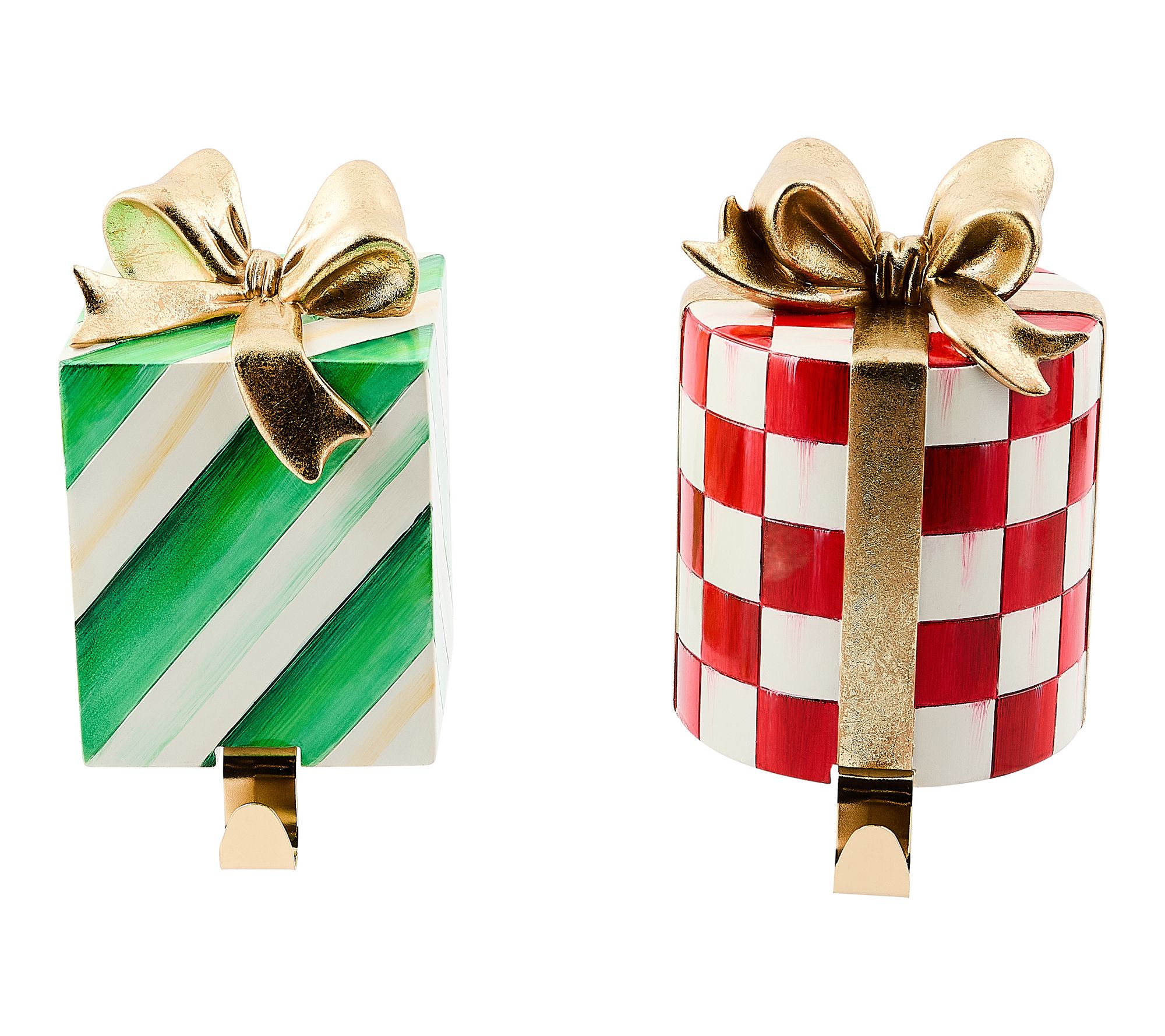 MacKenzie-Childs Gift Box Stocking Holders, Set  of 2