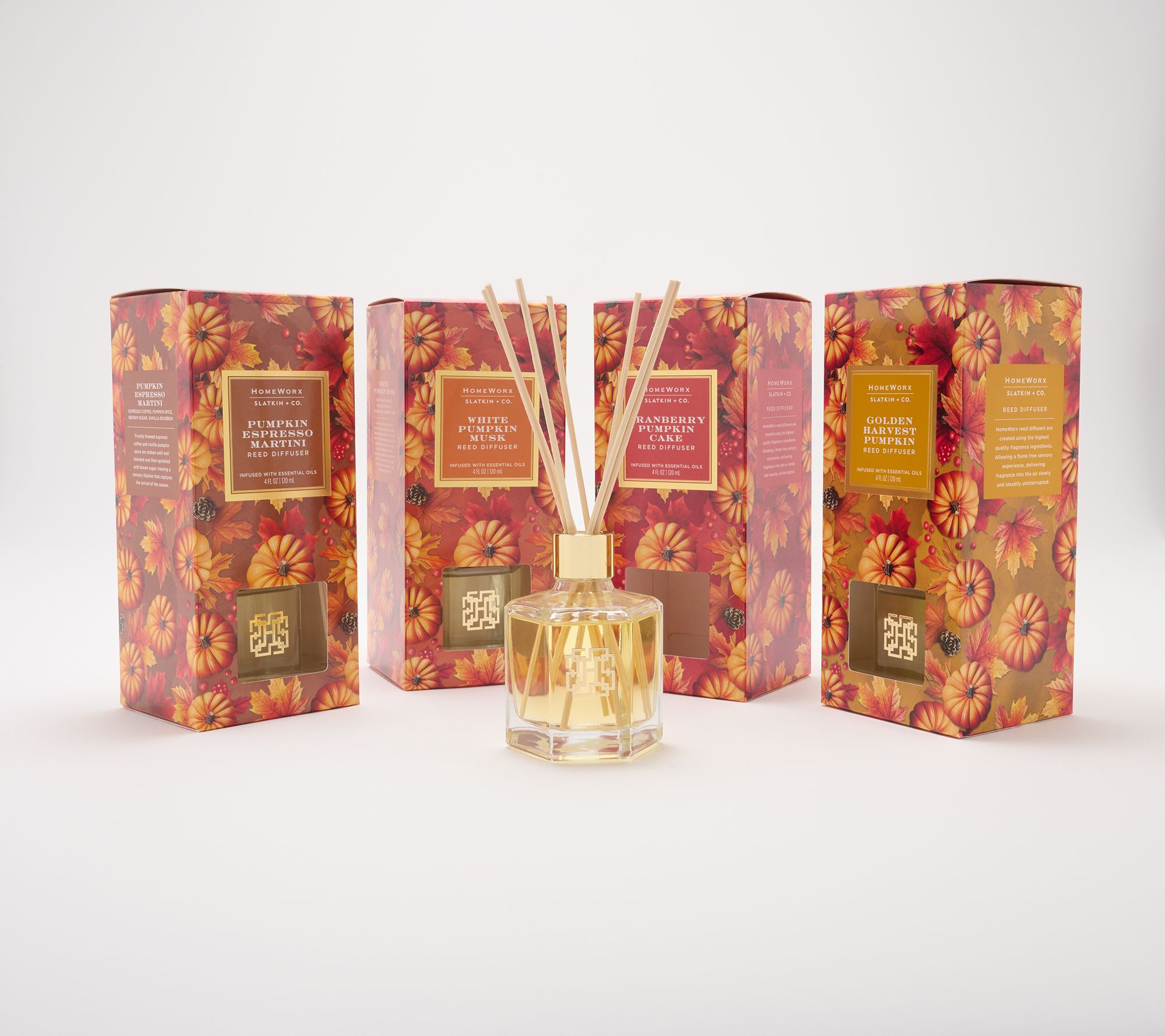 "As Is" HomeWorx by Slatkin + Co. S/4 Pumpkin Reed Diffusers