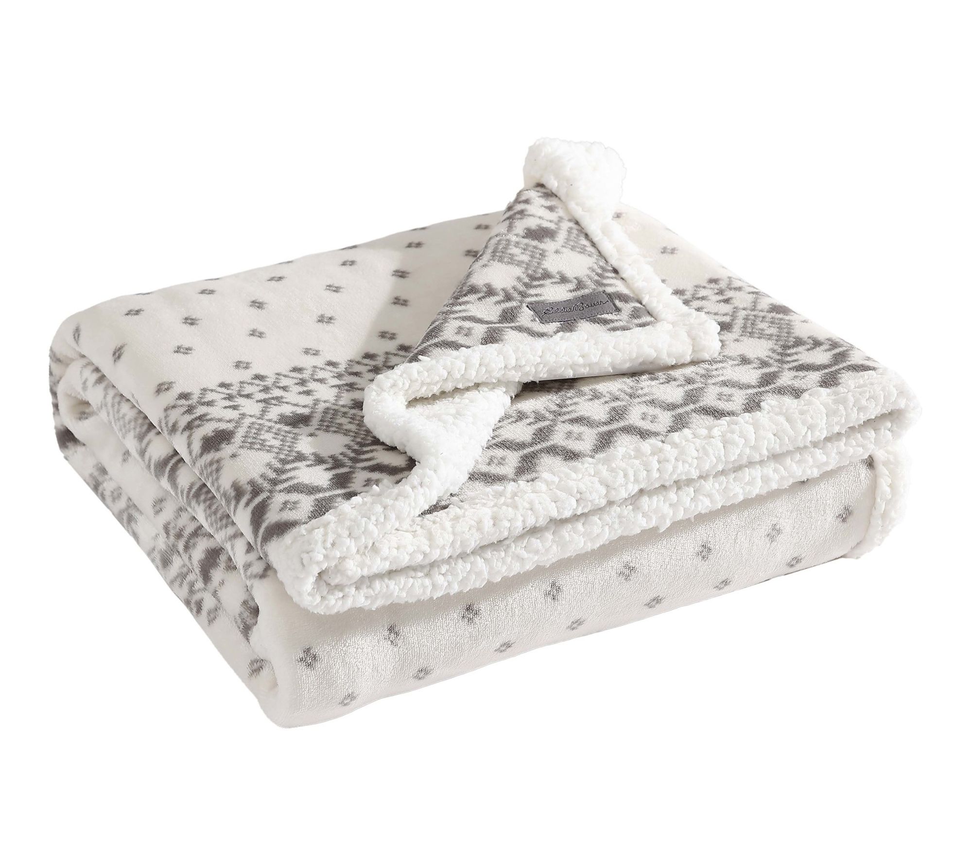 Eddie Bauer Fair Isle Peak Beige Plush-Fleece 50"X60" Throw